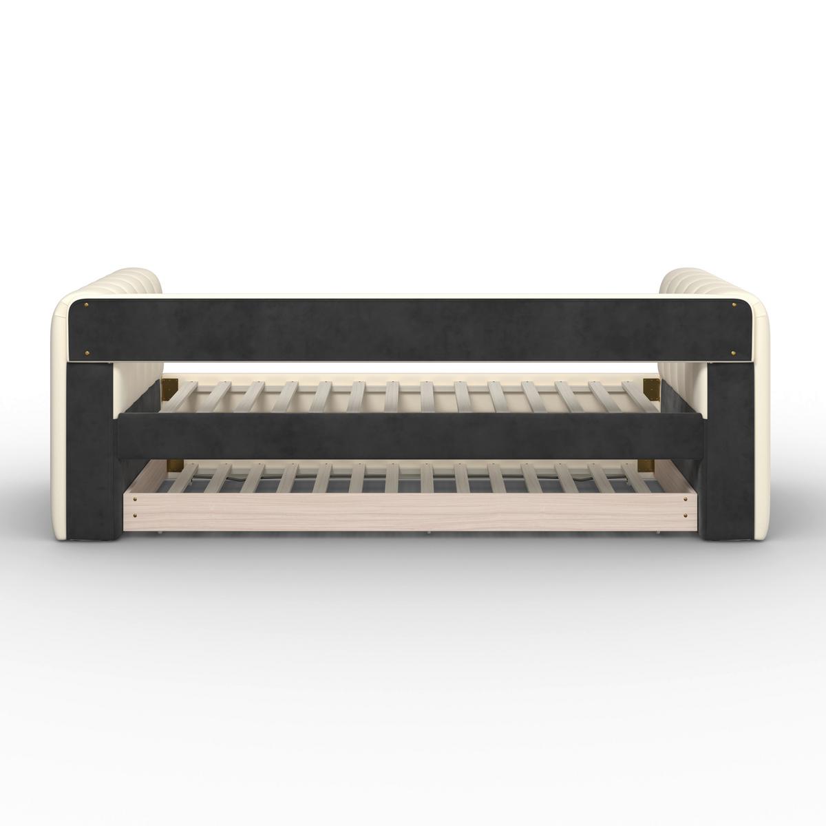 Ausziehbett Tasha ca. 90x200 cm Elfenbein - Hellbraun/Elfenbein, MODERN, Holz/Kunststoff (90/200cm) - Bessagi Home