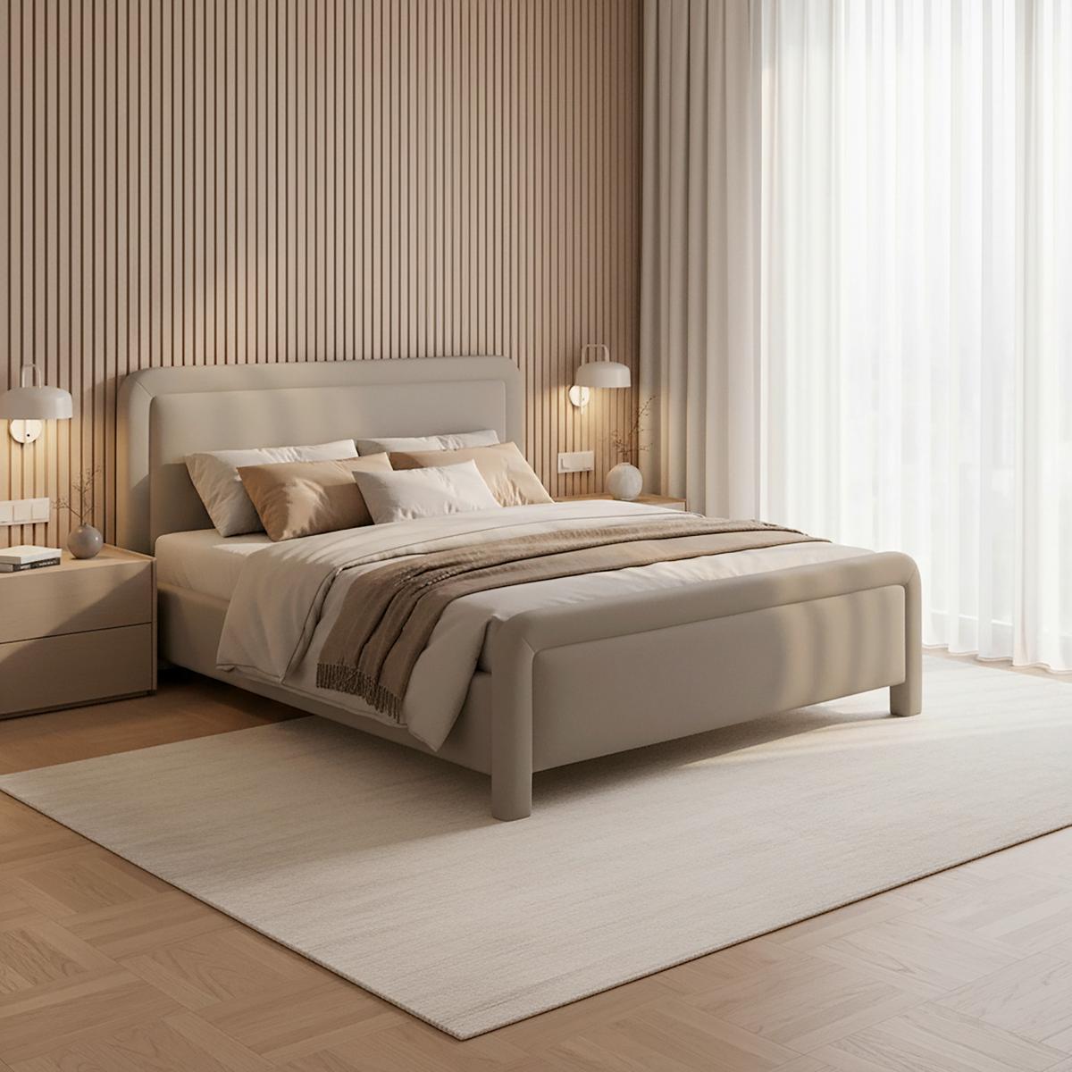 Polsterbett Xirelia Taupe ca. 160x200 cm - Taupe/Eichefarben, MODERN, Holz/Textil (160/200cm) - Bessagi Home