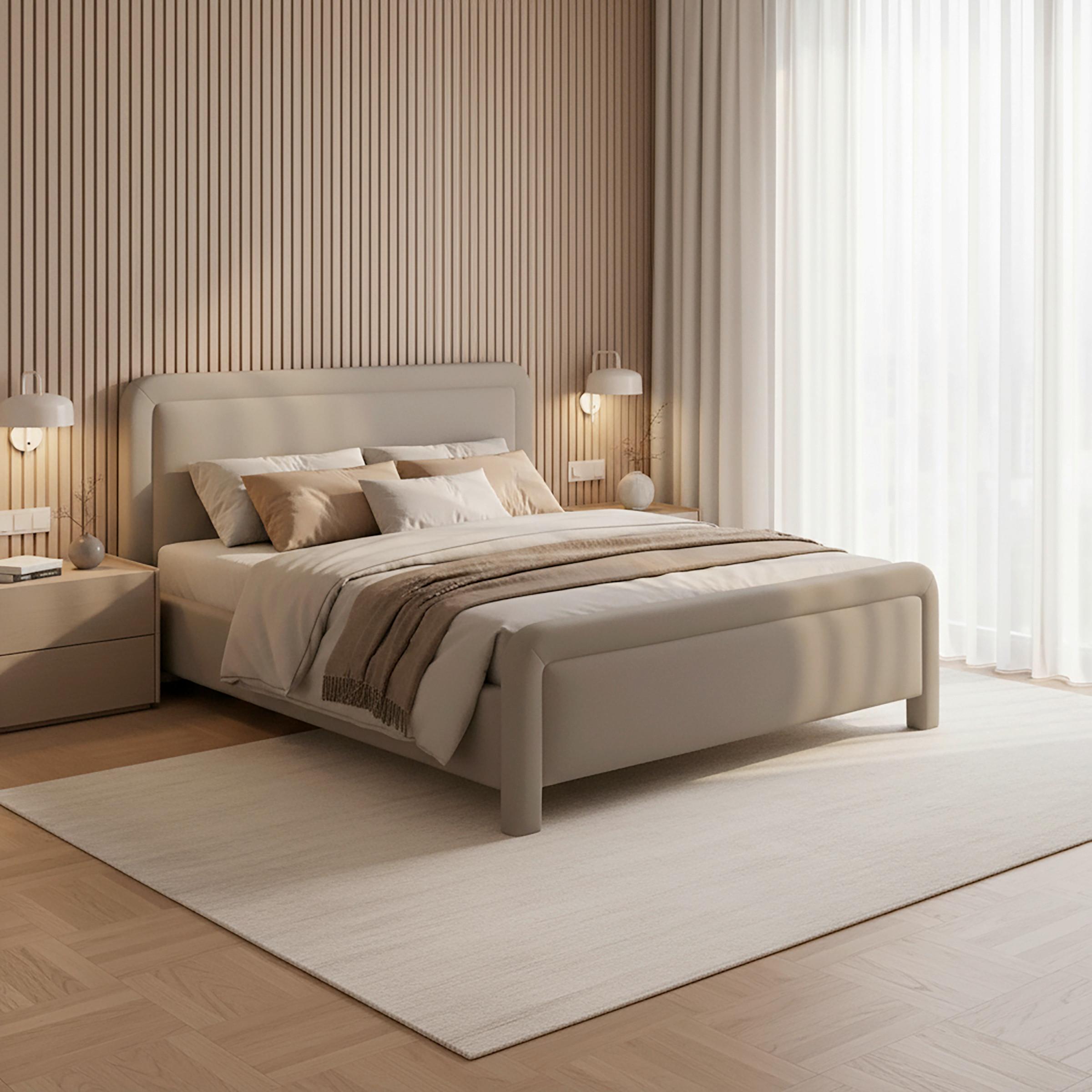 STOPPAD SÄNG XIRELIA - taupe/ekfärgad, Modern, metall/trä (160/200cm) - Bessagi Home