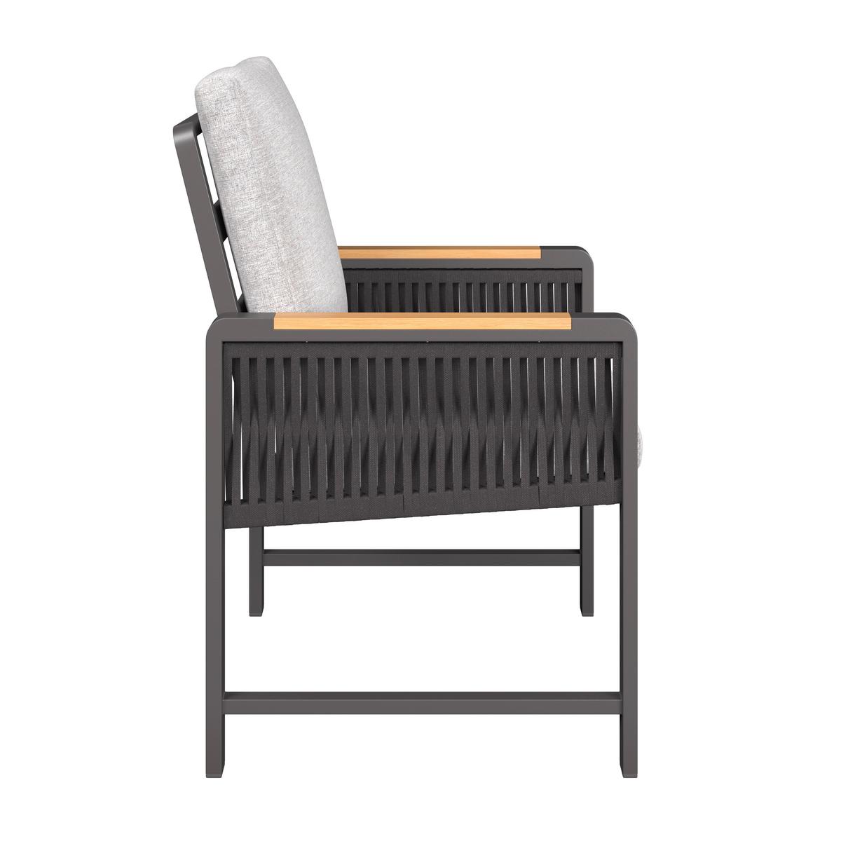 Gartentischgruppe Washington 1 Naturfarben/Grau, 5-teilig - Dunkelgrau/Naturfarben, Basics, Kunststoff/Textil (89/89/75cm)