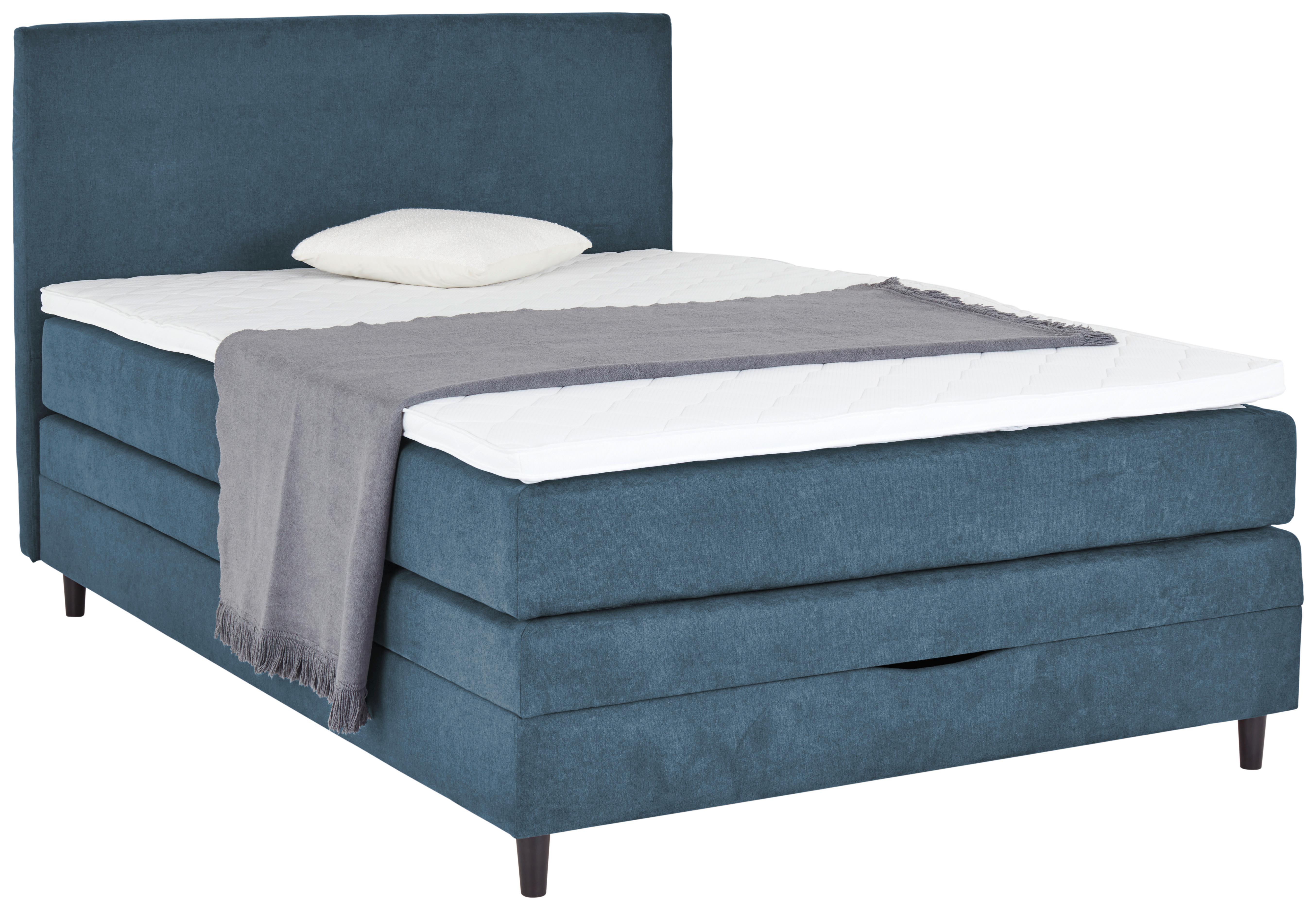 Boxspring Krevet Kleopatra - plava, Konvencionalno, drvni materijal/tekstil (140/200cm) - Modern Living