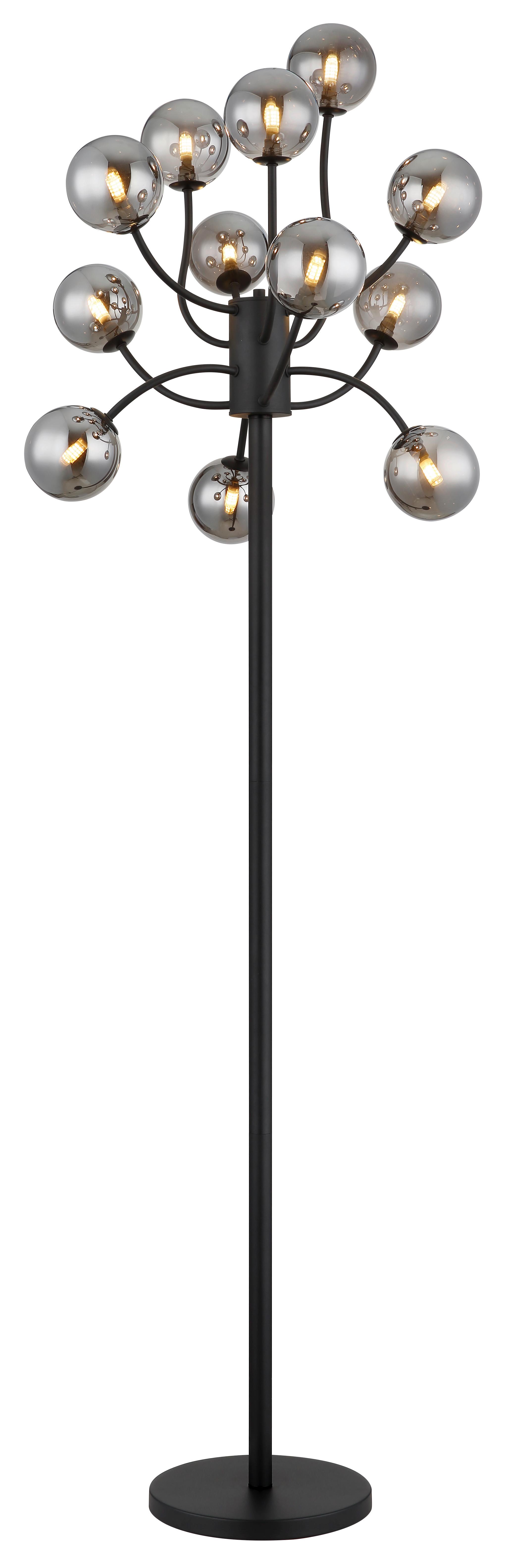 LED-STEHLEUCHTE 56133-12S RIHA - Schwarz, Design, Glas/Kunststoff (62/200cm) - Globo