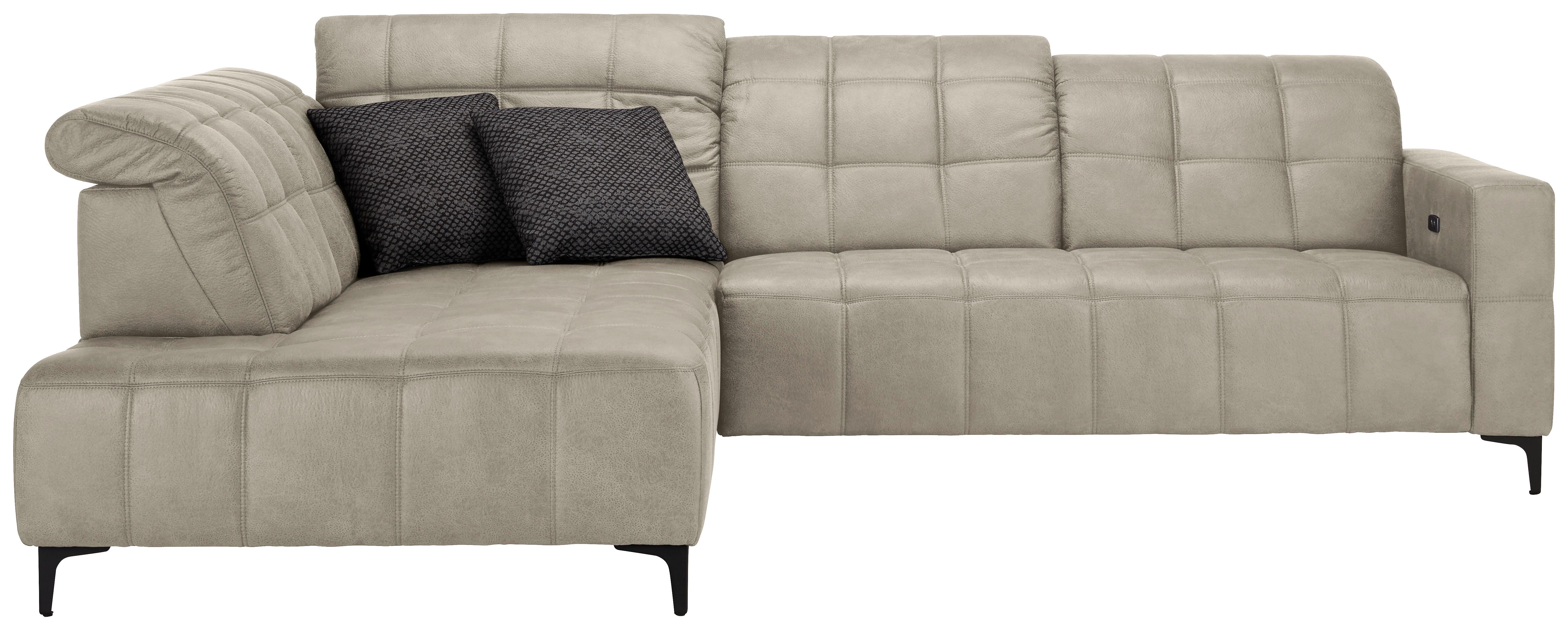 Ecksofa Panama links Grau - Schwarz/Grau, KONVENTIONELL, Textil/Metall (216/89-102/304cm) - Premium Living