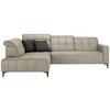 Ecksofa Panama links Grau - Schwarz/Grau, KONVENTIONELL, Textil/Metall (216/89-102/304cm) - Premium Living