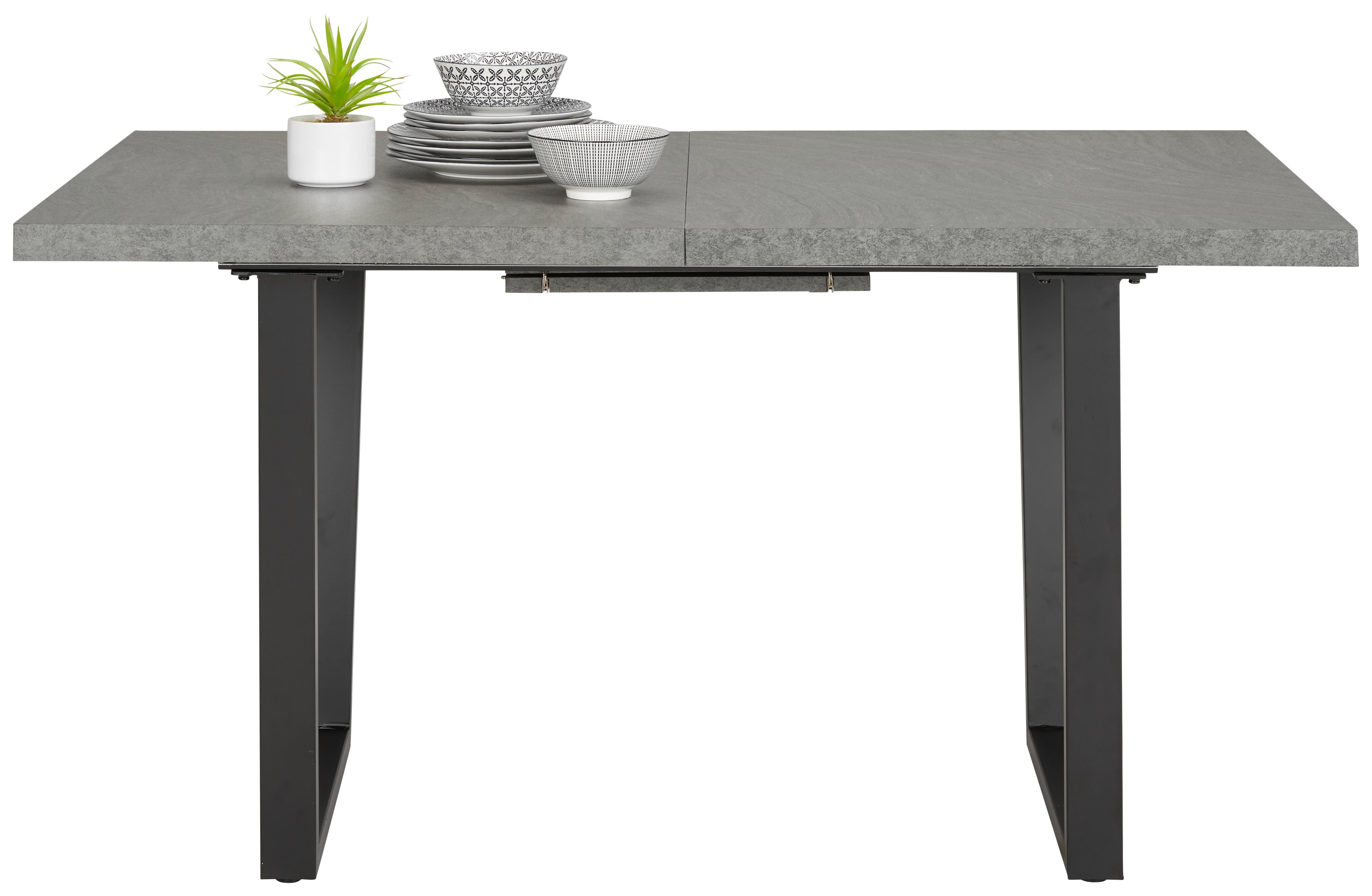 Ausziehtisch in Schwarz/Dunkelgrau - Dunkelgrau/Schwarz, MODERN, Holzwerkstoff/Metall (140-180/85/76cm) - Modern Living