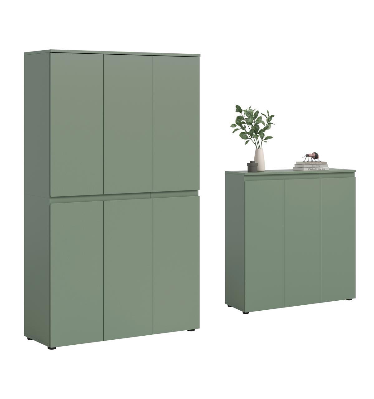 Garderobenschrank Scarpa Graugrün - Schwarz/Graugrün, Design, Holzwerkstoff/Kunststoff (235/175/37cm) - Livetastic