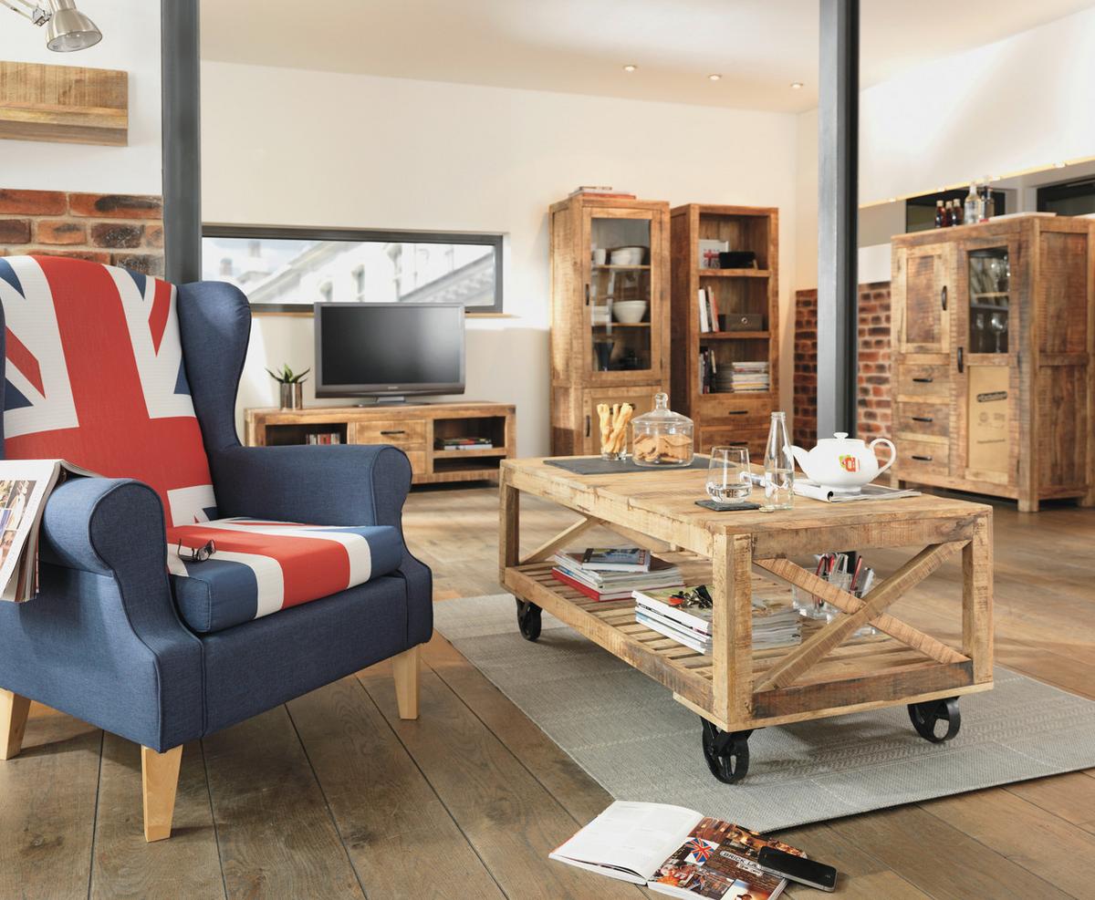 Klubska Miza Industry, Mangov Les - naravne barve, Trendi, les (120/61/51cm) - Zandiara