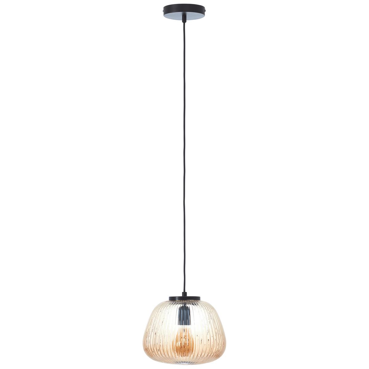 Hängeleuchte Kaizen Bernsteinfarben max. 40 Watt - Bernsteinfarben, Design, Glas/Metall (25/176cm) - Brilliant