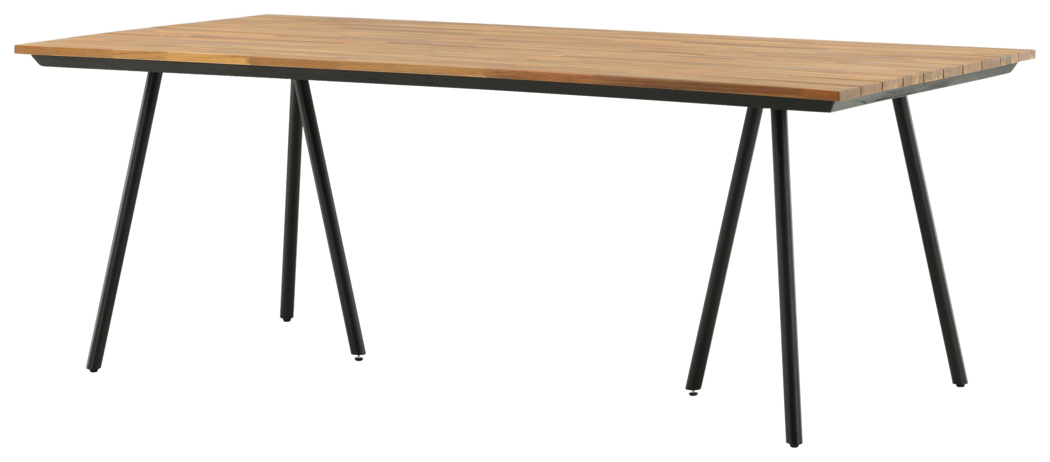 Gartentisch Chan ca. 200x100x74 cm Akazienholz - Schwarz/Teakfarben, KONVENTIONELL, Holz/Metall (200/100/74cm) - Gardenson