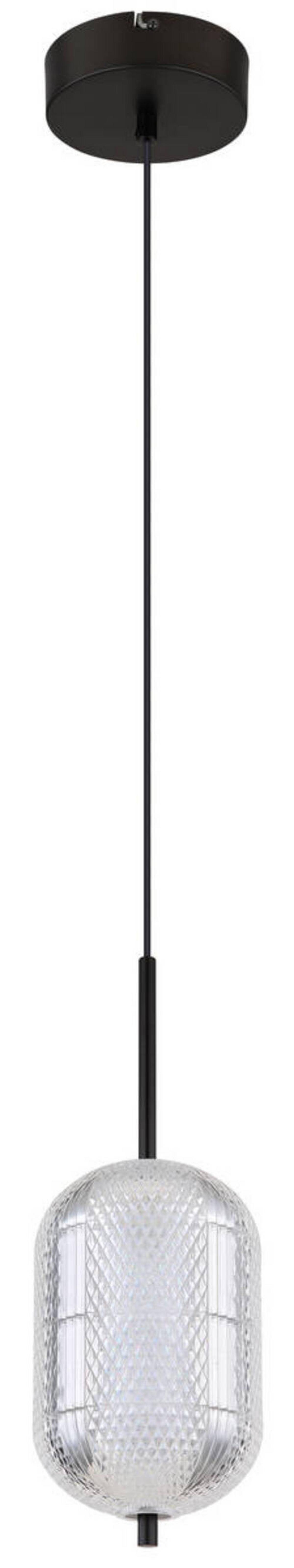 LED-Hängeleuchte Kurius Schwarz max. 12 Watt - Klar/Schwarz, KONVENTIONELL, Kunststoff/Metall (15/120cm) - Globo