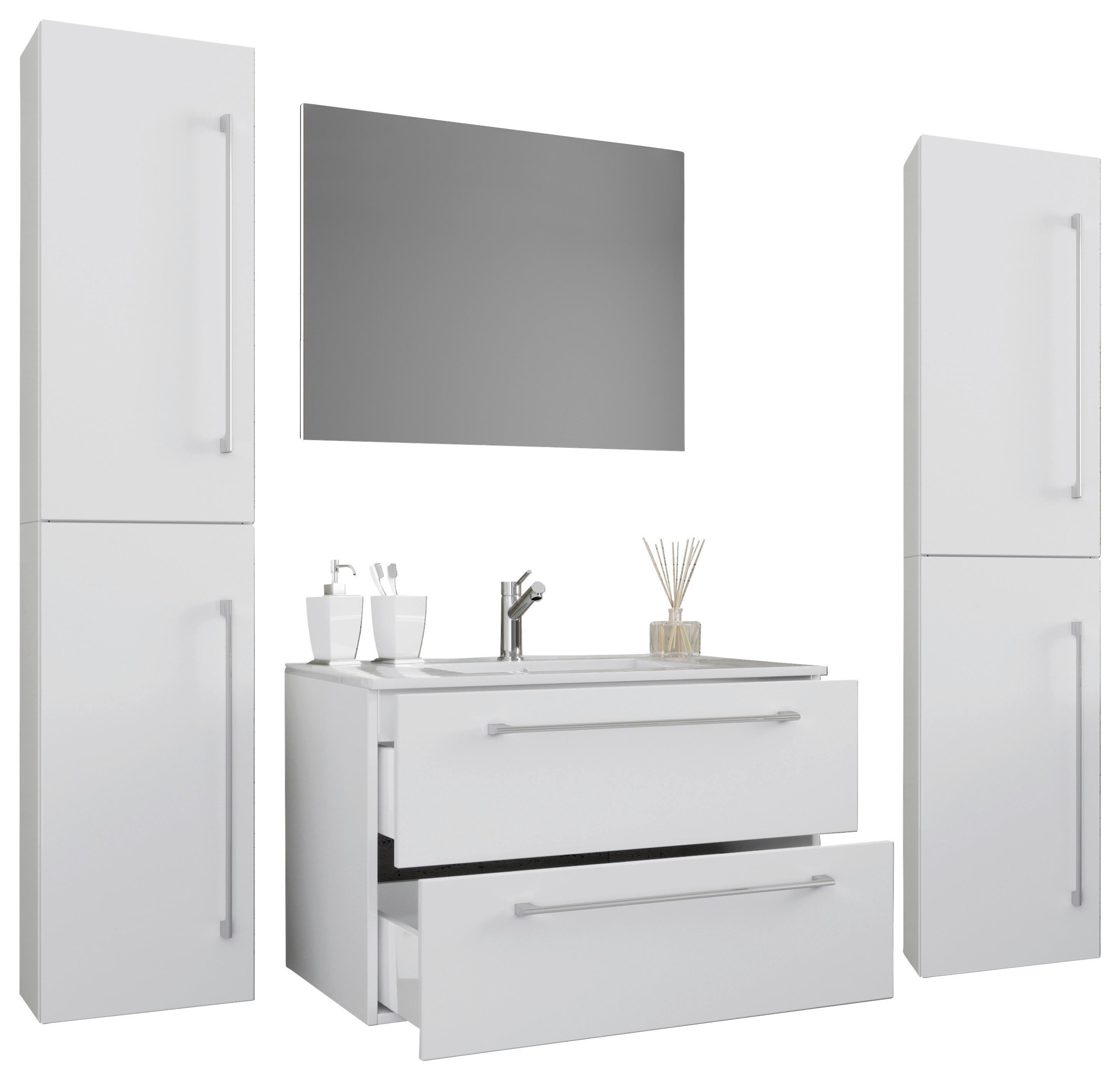 Kopalnica Badinos, Bela - siva/bela, Moderno, kovina/leseni material (147cm) - MID.YOU