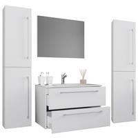 Kopalnica Badinos, Bela - siva/bela, Moderno, kovina/leseni material (147cm) - MID.YOU