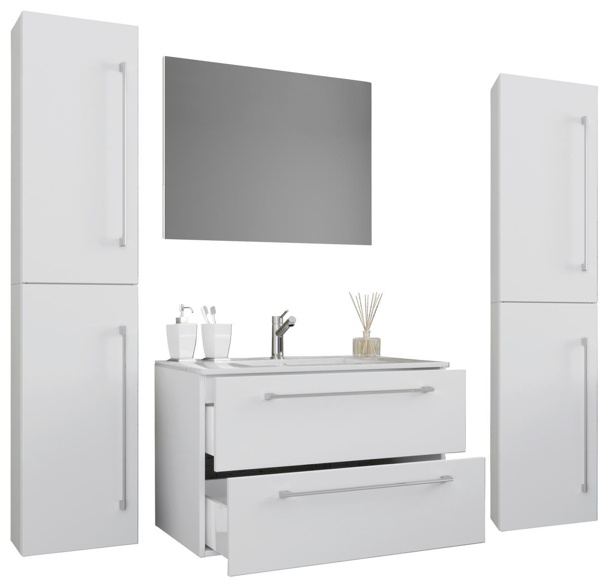 Kopalnica Badinos, Bela - siva/bela, Moderno, kovina/leseni material (147cm) - MID.YOU