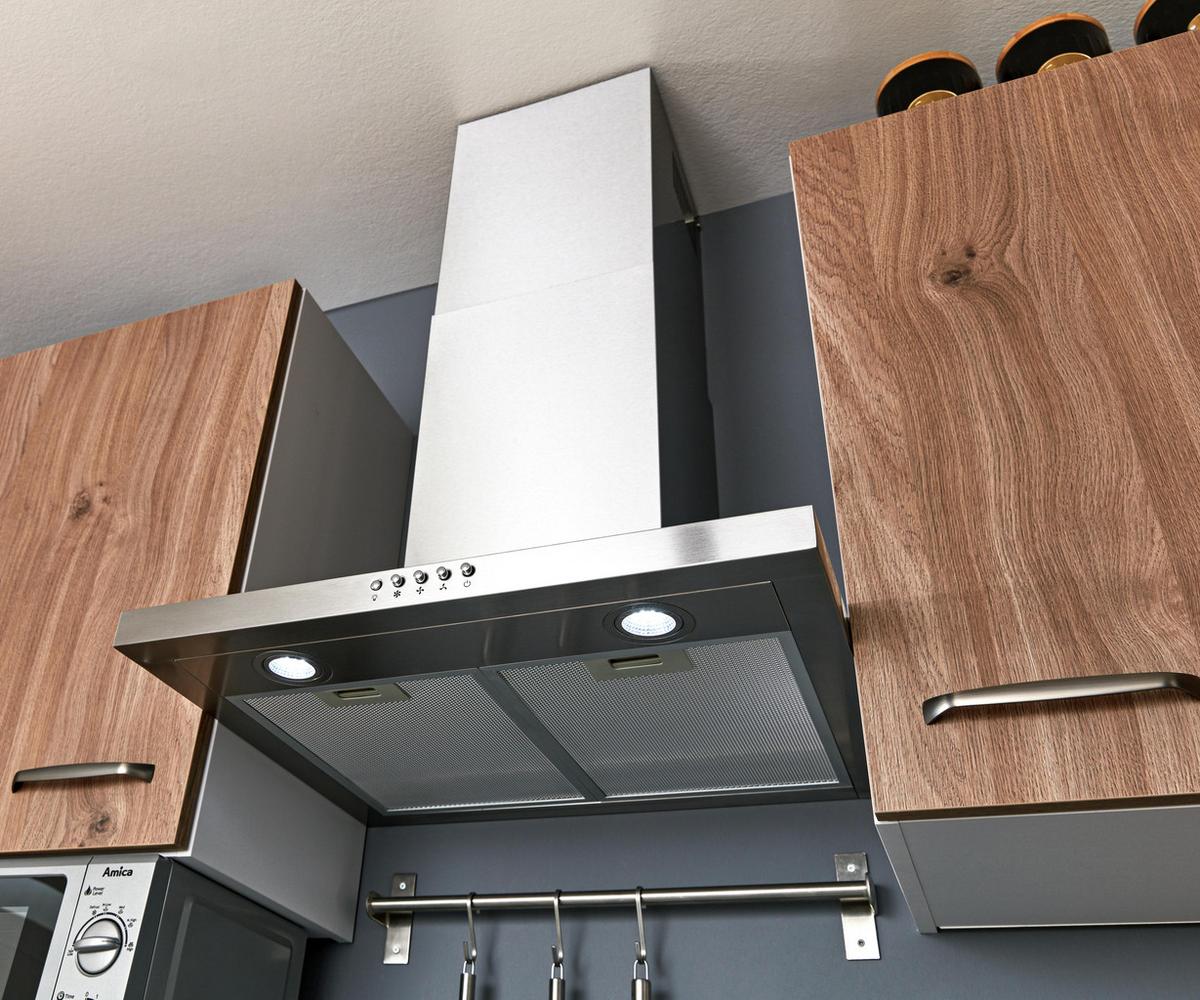 Küchenblock inkl. 5 E-Geräte IP1200/2200 - Eichefarben/Hellgrau, MODERN, Holzwerkstoff (310cm) - Impuls