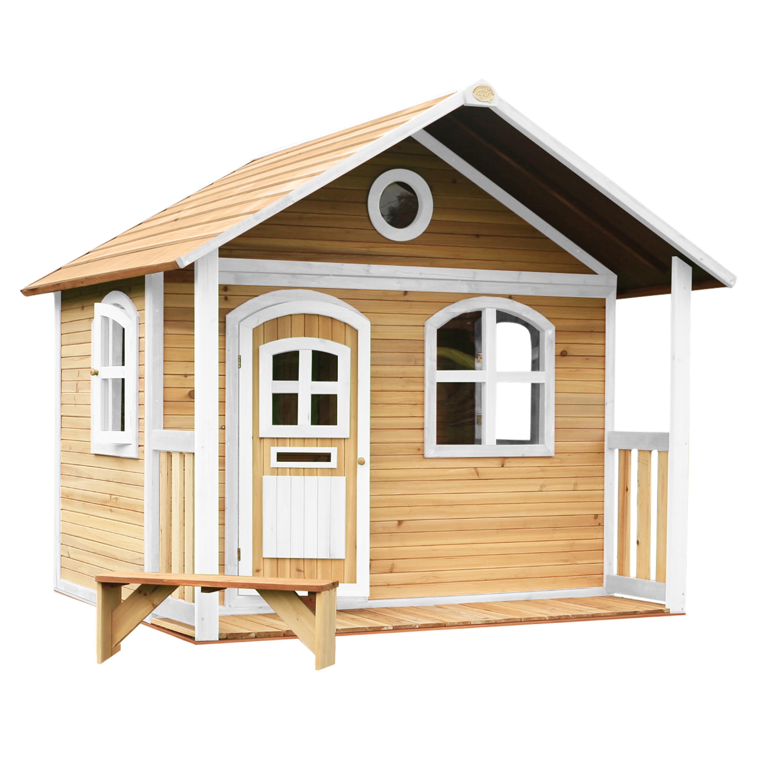 Spielhaus Milan aus Zedernholz - Braun/Weiß, Basics, Holz (202/180/191cm) - Ambia Garden
