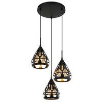 Hängeleuchte Hassan Schwarz max. 40 Watt - Schwarz, Trend, Kunststoff/Metall (41/120cm) - Globo