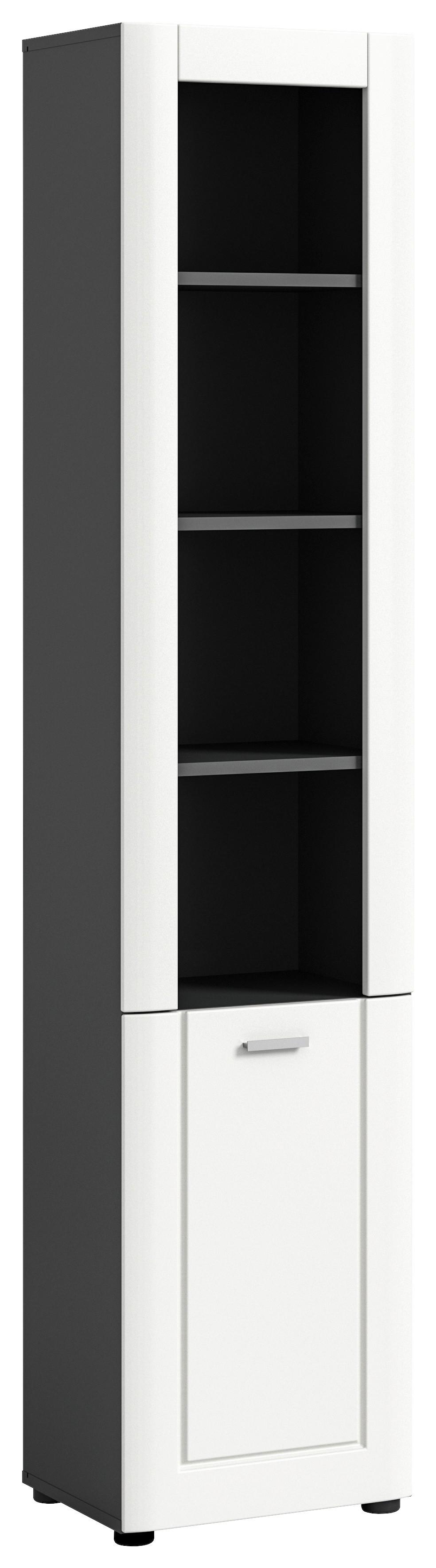 Hochschrank Lago ca. 40x188 cm Weiß/Grau - Schwarz/Weiß, MODERN, Holzwerkstoff/Kunststoff (40/188/34cm) - MID.YOU