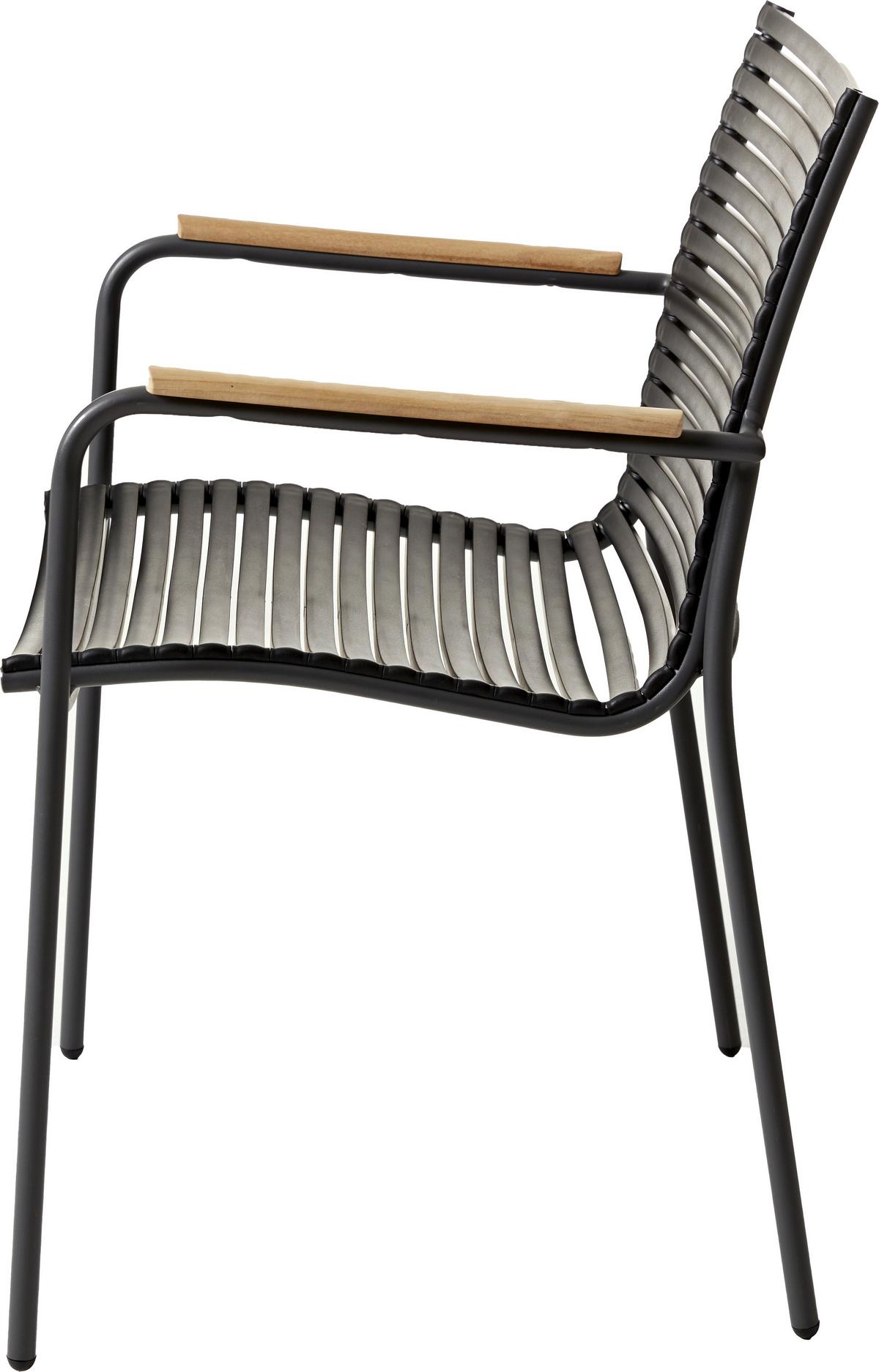 Stapelstuhl Mood Classic Anthrazit/Teakholz - Anthrazit/Schwarz, KONVENTIONELL, Holz/Kunststoff (60/84/56cm) - Gardenson