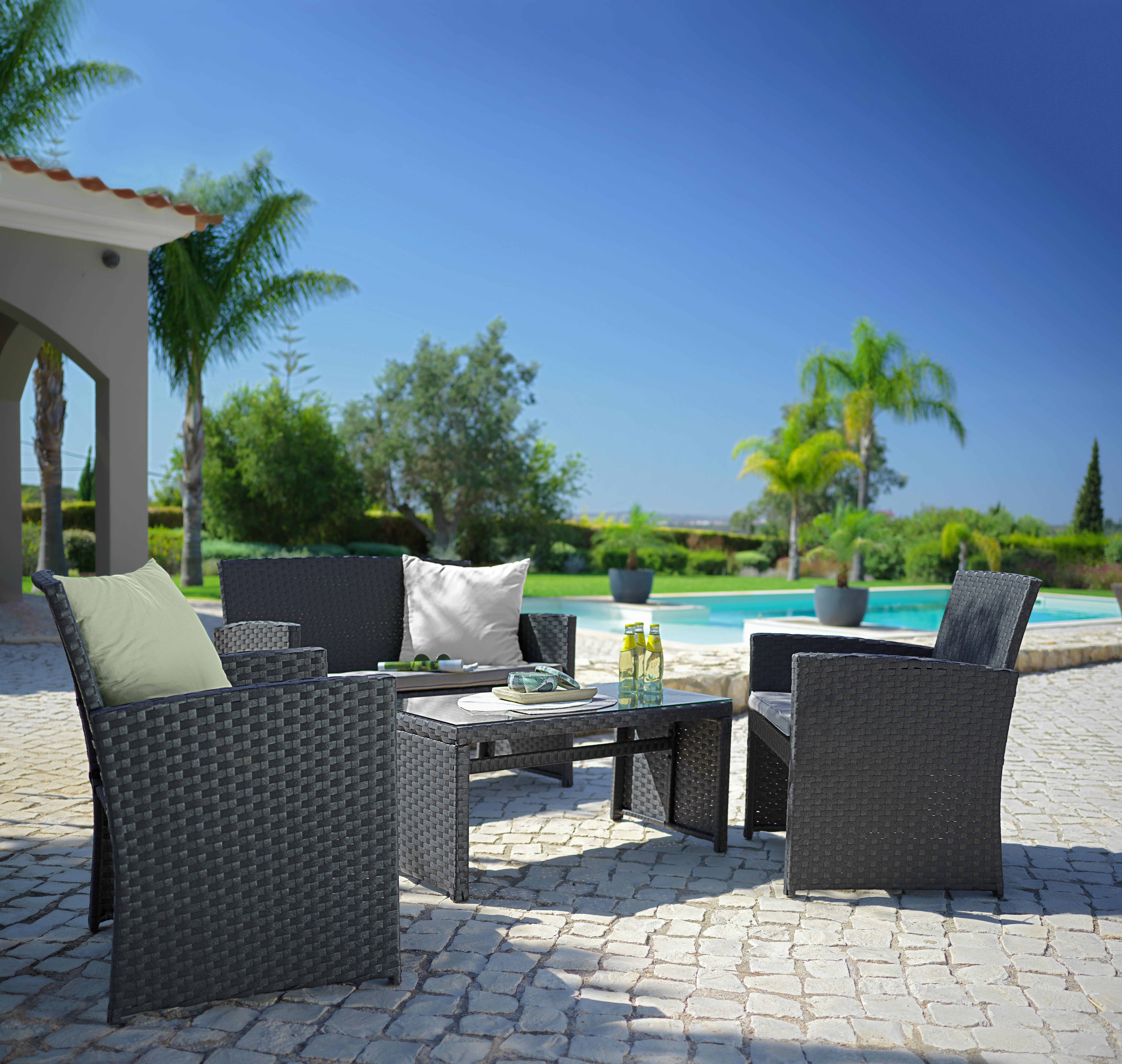 Loungegarnitur Michelle in Grau - Anthrazit/Grau, Glas/Kunststoff - Mömax modern living