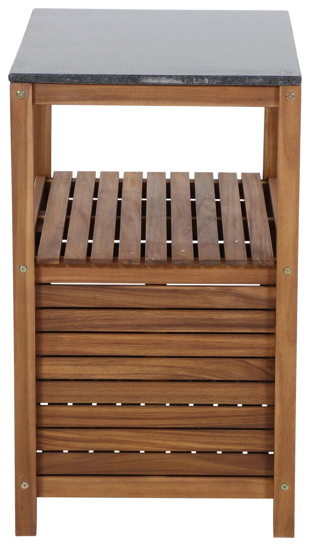 Outdoorküche in Echtholz Akazie ca. 100x87x156 cm - Dunkelgrau/Naturfarben, Basics, Holz/Stein (100/87/156cm) - Siena Garden