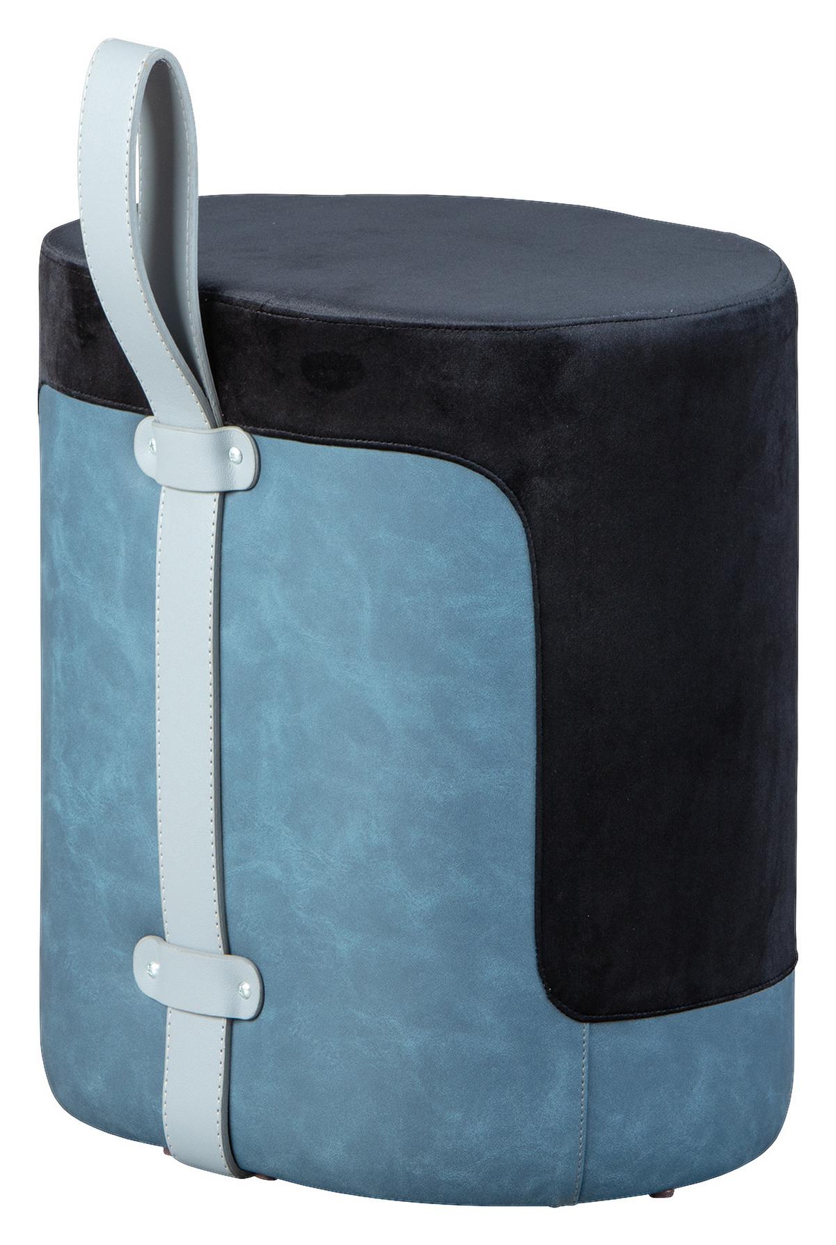 Hocker Osane ca. 38x43 cm Blau/Schwarz - Blau/Schwarz, KONVENTIONELL, Holzwerkstoff/Kunststoff (38/43/32,5cm) - MID.YOU