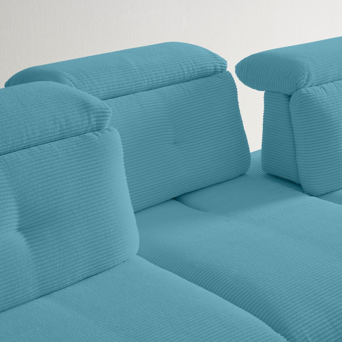 Wohnlandschaft Seattle Blau - Blau/Schwarz, MODERN, Holzwerkstoff/Textil (196/301cm) - Premium Living