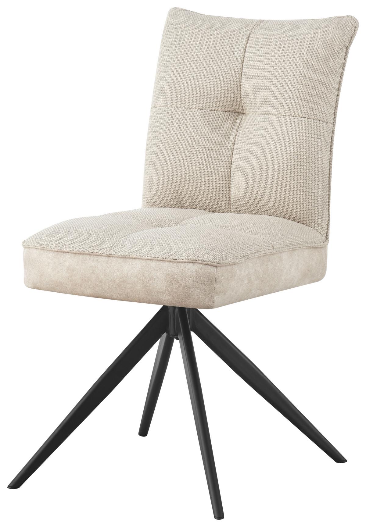 Stuhl Maya Beige - Beige/Schwarz, Modern, Textil/Metall (49/89/65cm) - Premium Living
