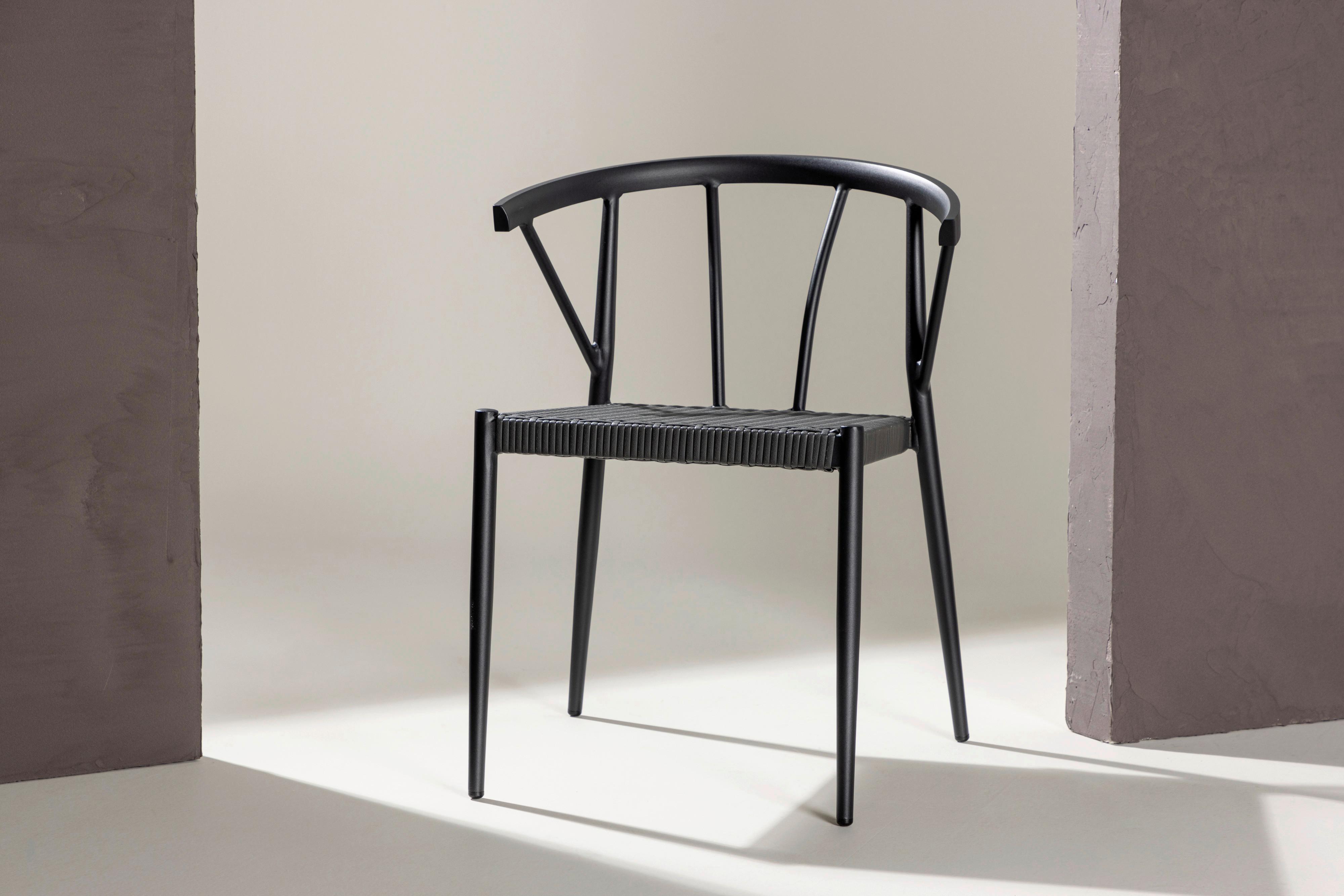 Gartenstuhl 6er-Set Stina ca. 47x79,5x49 cm Schwarz - Schwarz, KONVENTIONELL, Kunststoff/Metall (47/79,5/49cm) - Gardenson