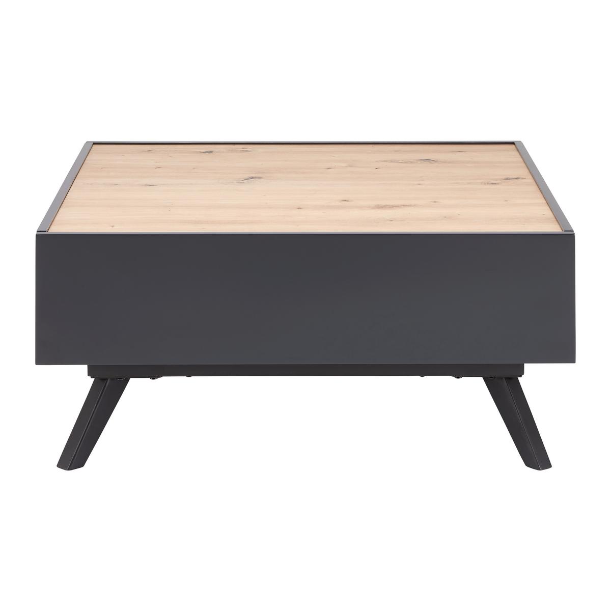 Couchtisch Fosco Grau/Eichefarben MDF - Eichefarben/Schwarz, MODERN, Metall (80/80/38cm) - Bessagi Home