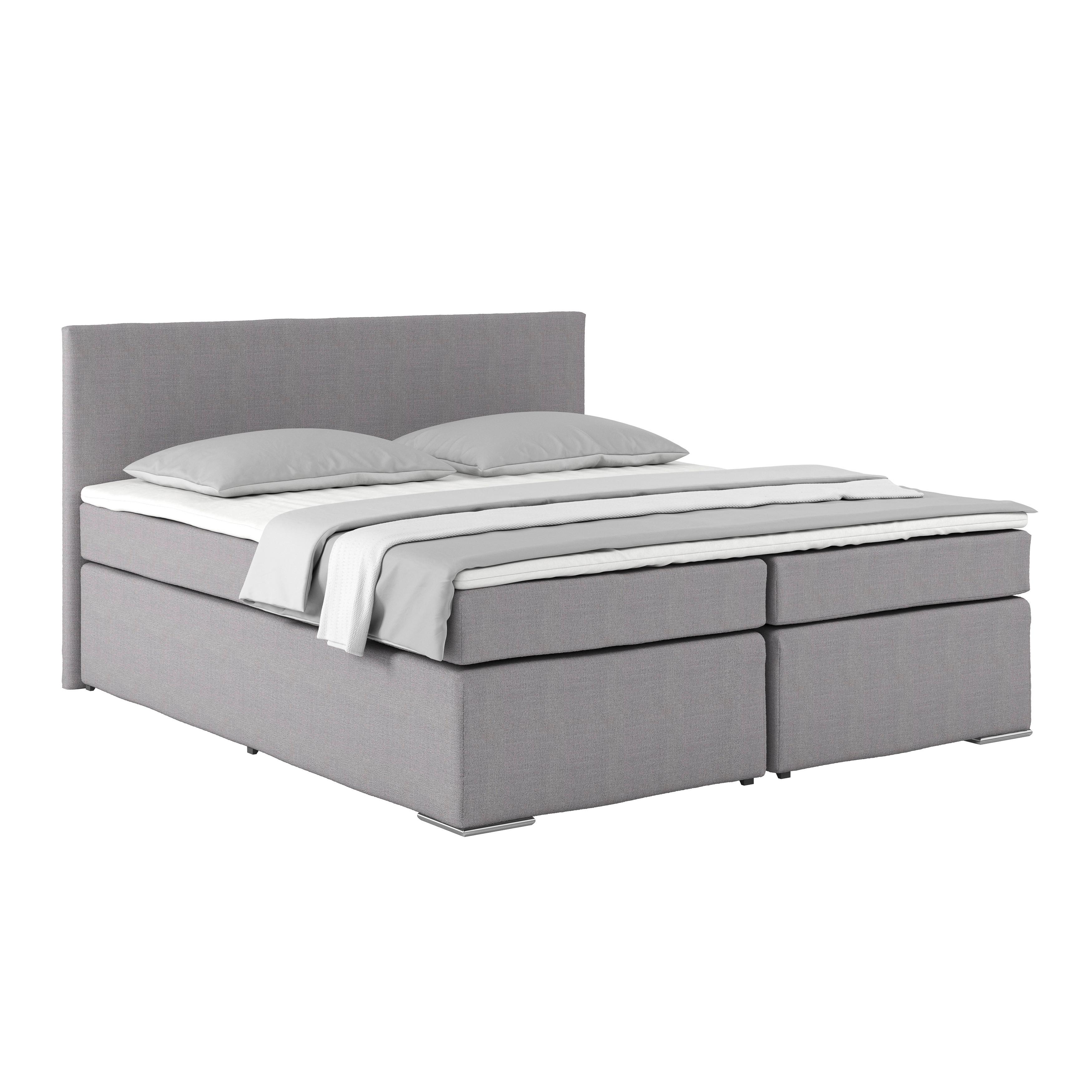 Boxspring Krevet Nero - boje kroma/sivo-bež, Konvencionalno, tekstil/metal (180/200cm) - Best Price