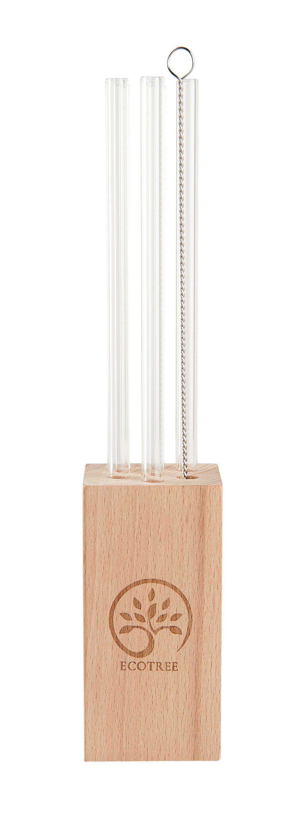 Szívószálszett Nora - bükkszínű, Modern, üveg/fa (5/22cm) - ecoTree