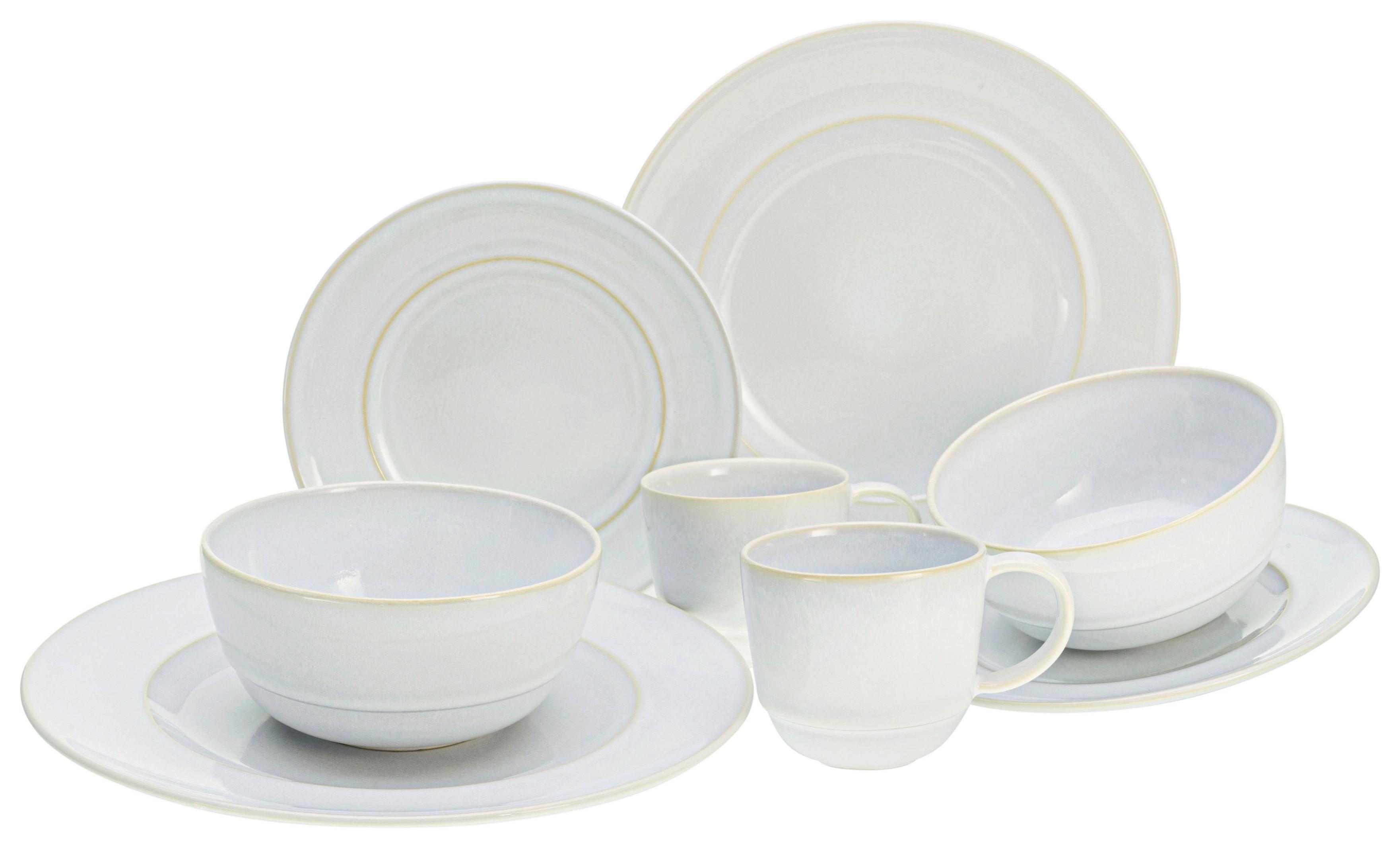 Kombiservie Vintage in Weiss 8-teilig - Weiss, Romantik / Landhaus, Keramik - Premium Living