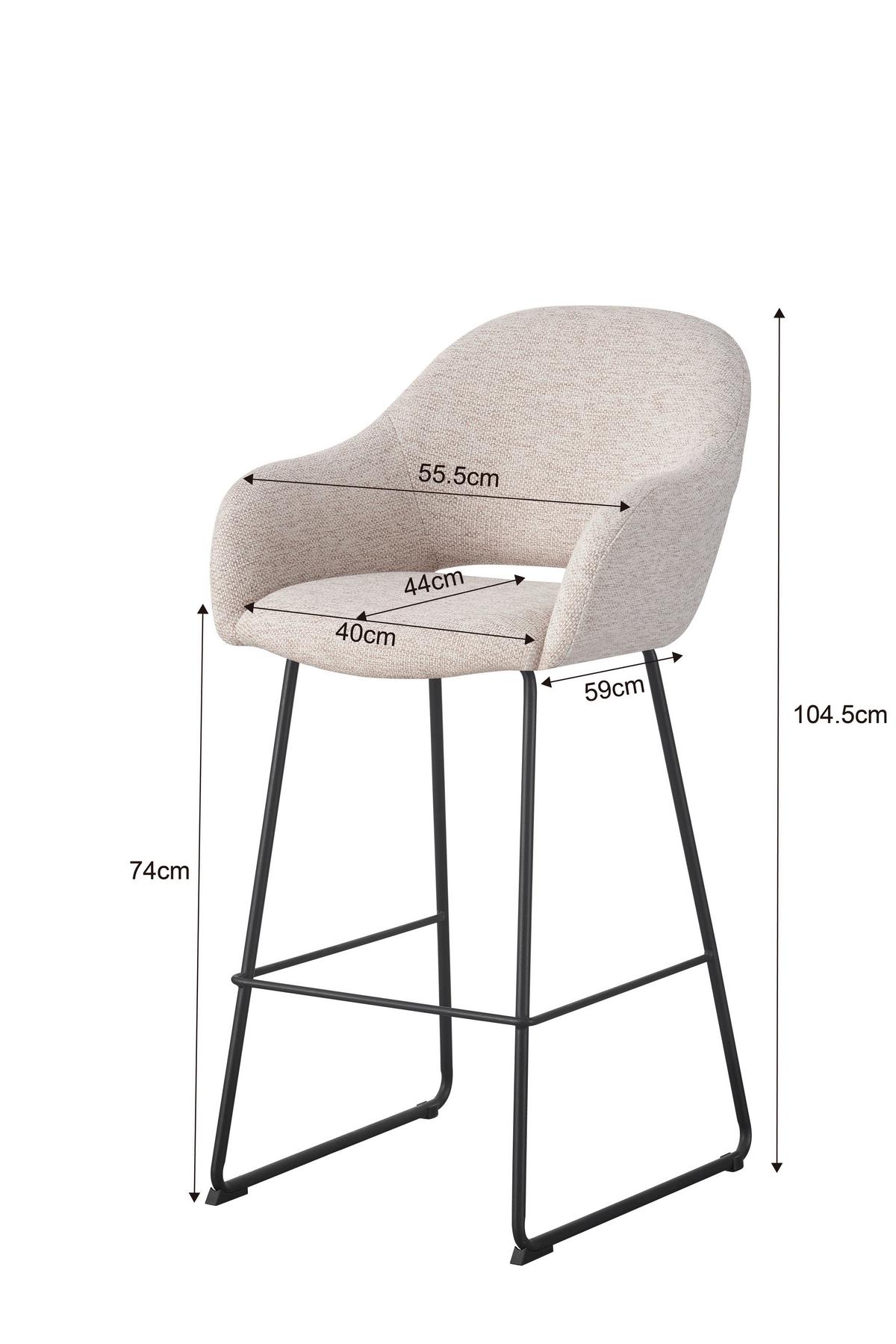 STOŁEK BAROWY LEIDEN -EXKLUSIV- - beżowy/czarny, Design, metal/tkanina (55/104,5/60,5cm) - Novel