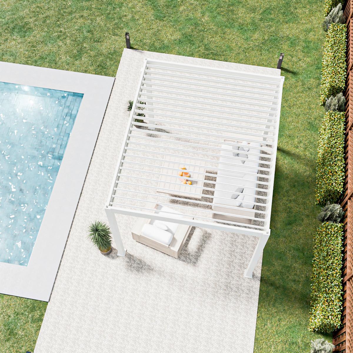 Pergola Trumpf, Bela, 3x3,6m - bela/visoki sijaj, Basics, kovina (300/255/360cm) - Gardenson