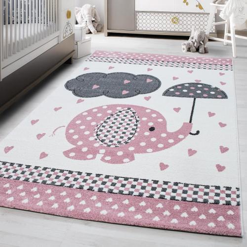 Kinderteppich Kids Grau/Weiß/Pink ca. 120x170cm - Pink/Weiß, Trend, Textil (120/170cm)