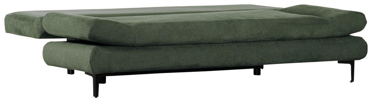 Schlafsofa in Dunkelgrün mit Bettfunktion - Dunkelgrün/Schwarz, MODERN, Textil (191/42-76/86cm) - Based