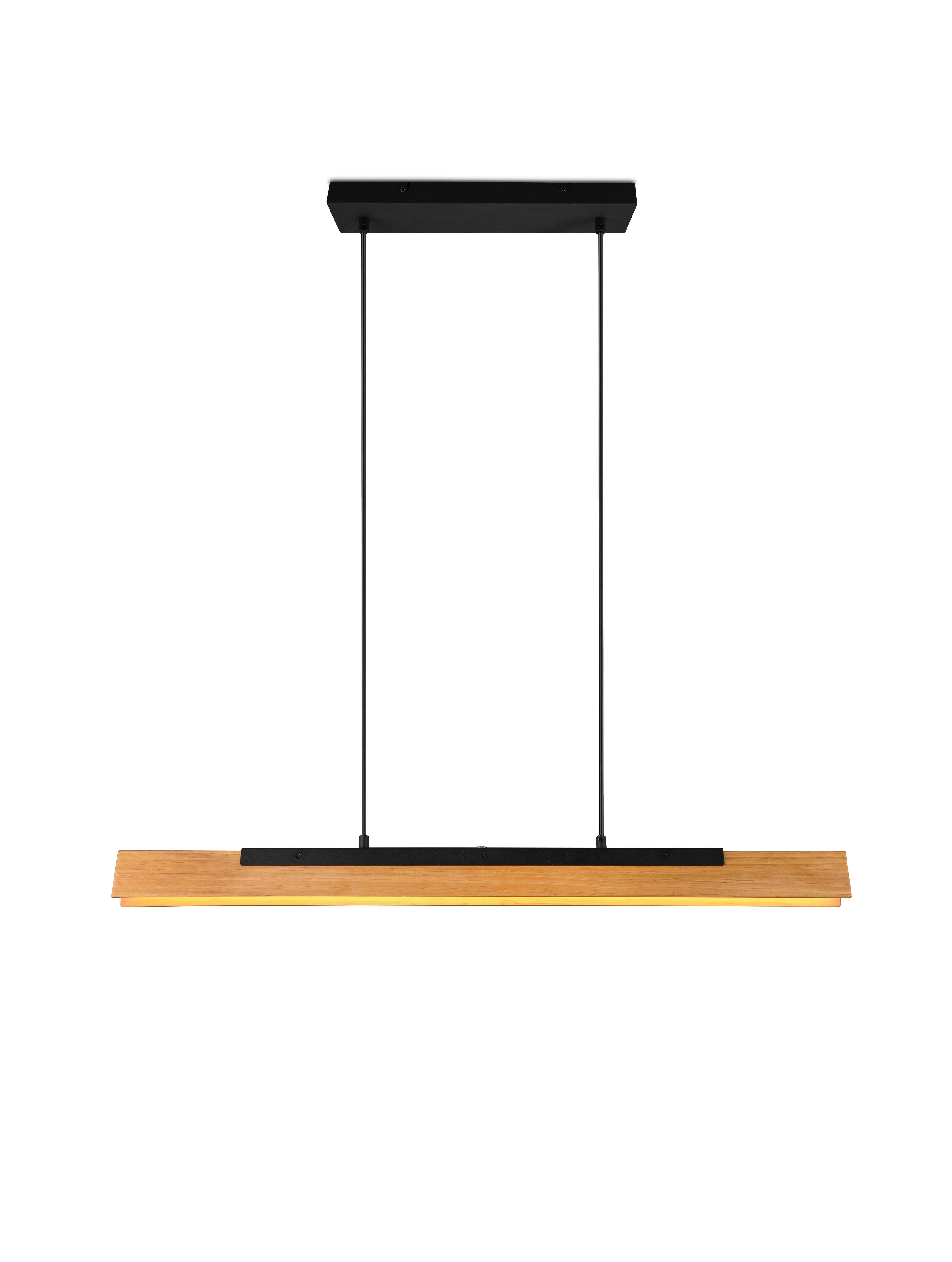 LED-Hängeleuchte Kerala Braun/Schwarz max. 25 Watt - Schwarz/Braun, Design, Holz/Metall (90/8,5/150cm) - Trio Leuchten