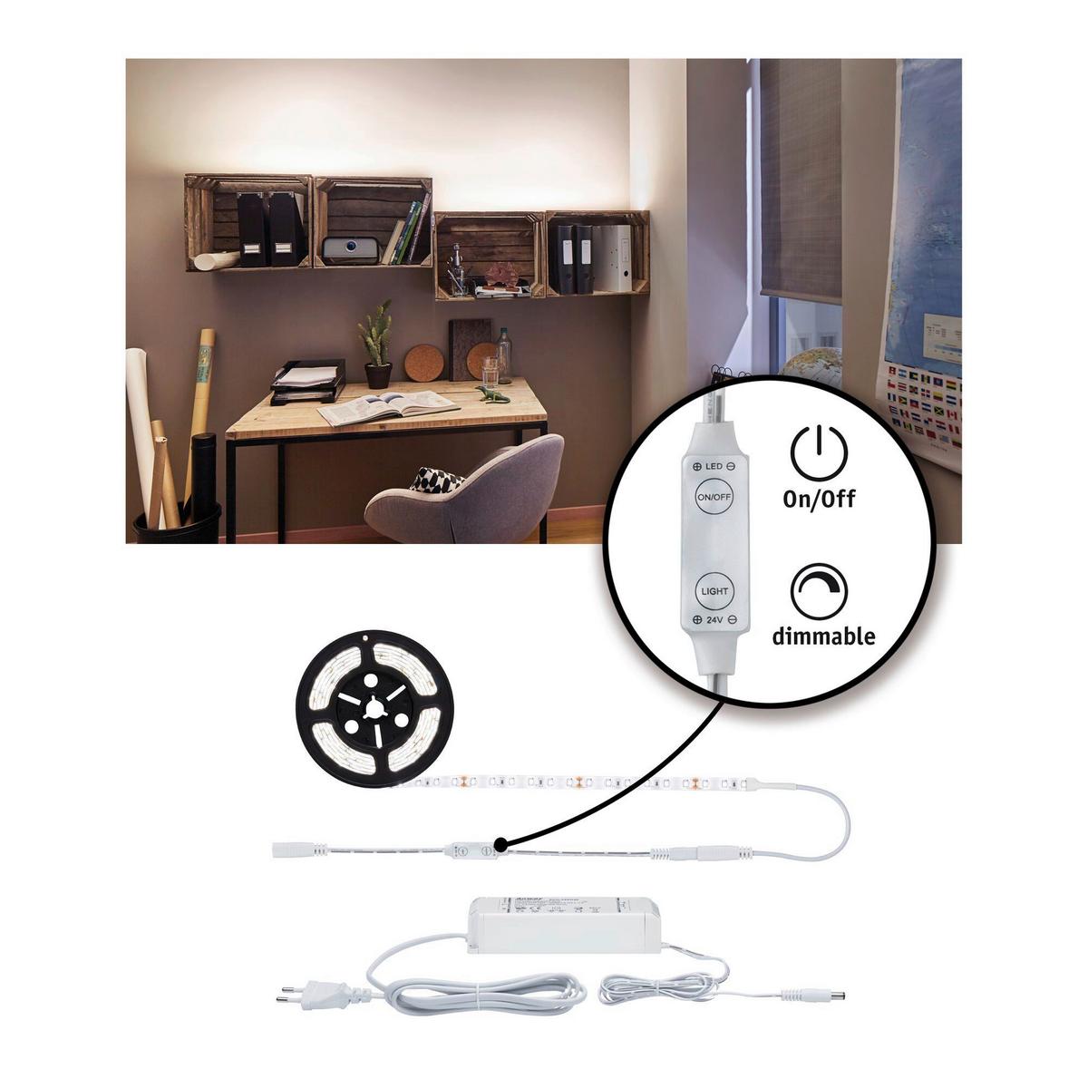 LED-Strip SimpLED Power in Silberfarben max. 17 Watt - Weiß, Basics, Kunststoff (300cm) - Paulmann