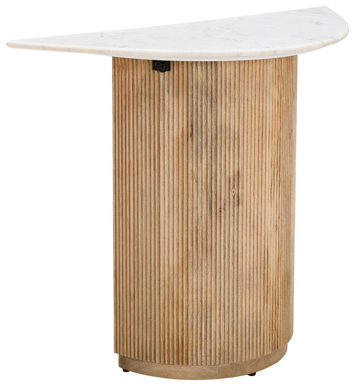 STÓŁ KONSOLA LILIANA - kolor naturalny/biały, Design, kamień/drewno (100/76/40cm) - Livetastic