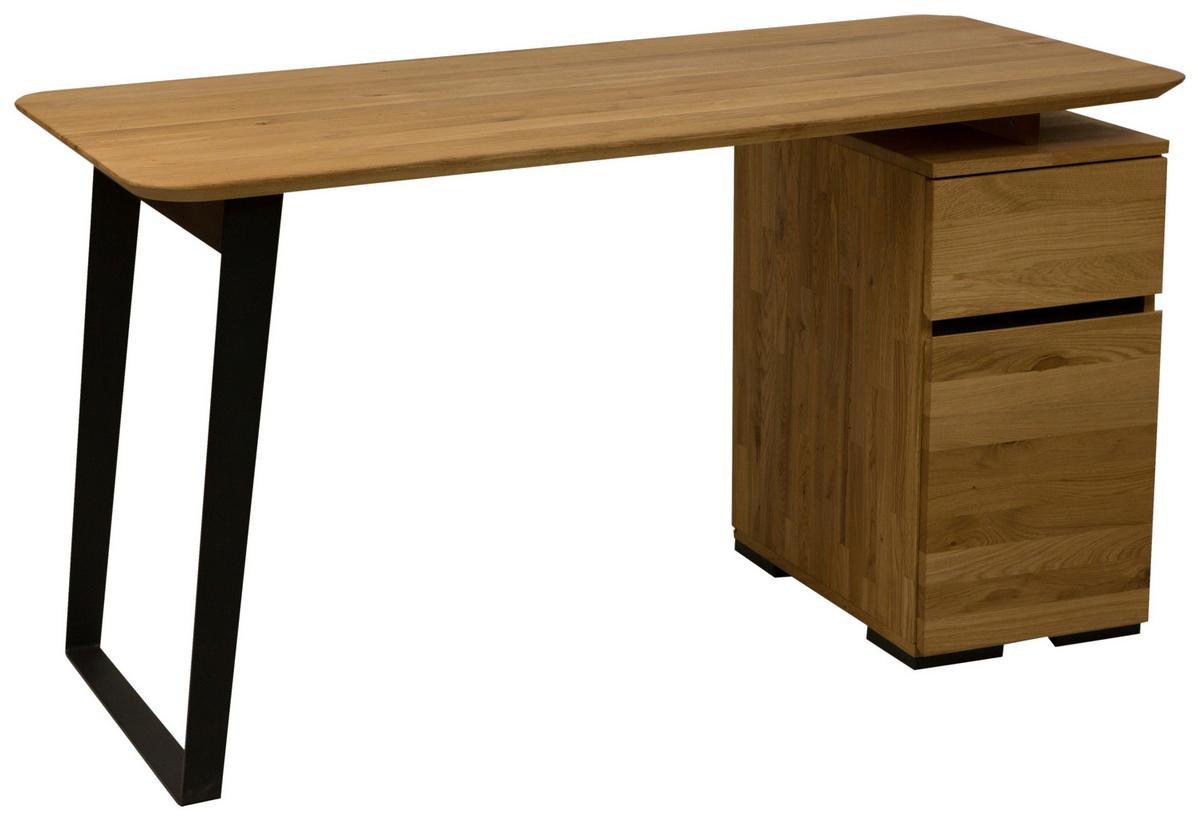 Íróasztal Albero - natúr színű/fekete, Modern, fa/fém (140/77/65cm) - Based