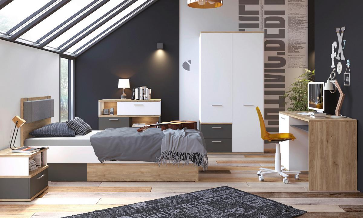 Zidna Polica Twenty - boje grafita/boje hrasta, Moderno, drvni materijal (130/25/22cm) - Modern Living