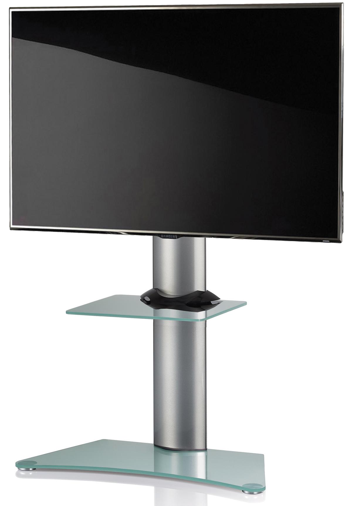 TV-Rack Zental ca. 80x111 cm Silber/Transpar. - Klar/Silberfarben, KONVENTIONELL, Glas/Metall (80/111/40cm) - MID.YOU