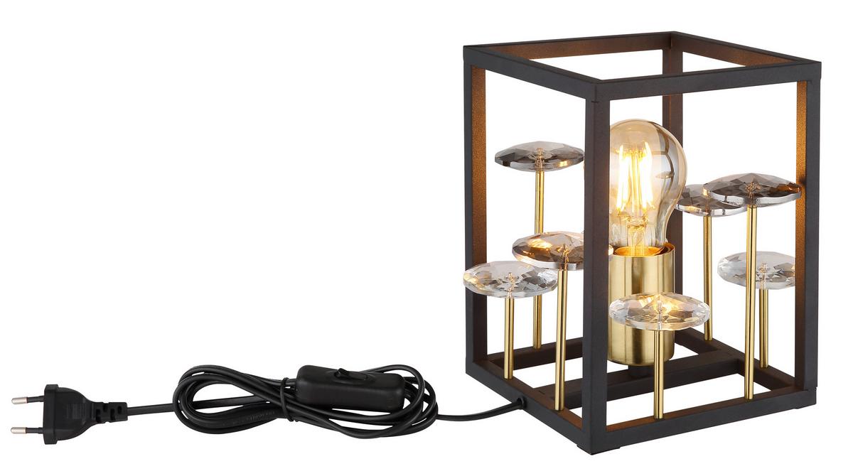 Tischleuchte Lisbon Gold/Schwarz max. 40 Watt - Klar/Goldfarben, Basics, Glas/Kunststoff (15/15/20cm) - Globo