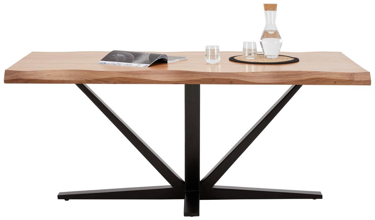 Esstisch Vector Akaziefarben Echtholz ca. 180x90x76cm - Schwarz/Akaziefarben, MODERN, Holz/Metall (180/76/80cm) - Zandiara