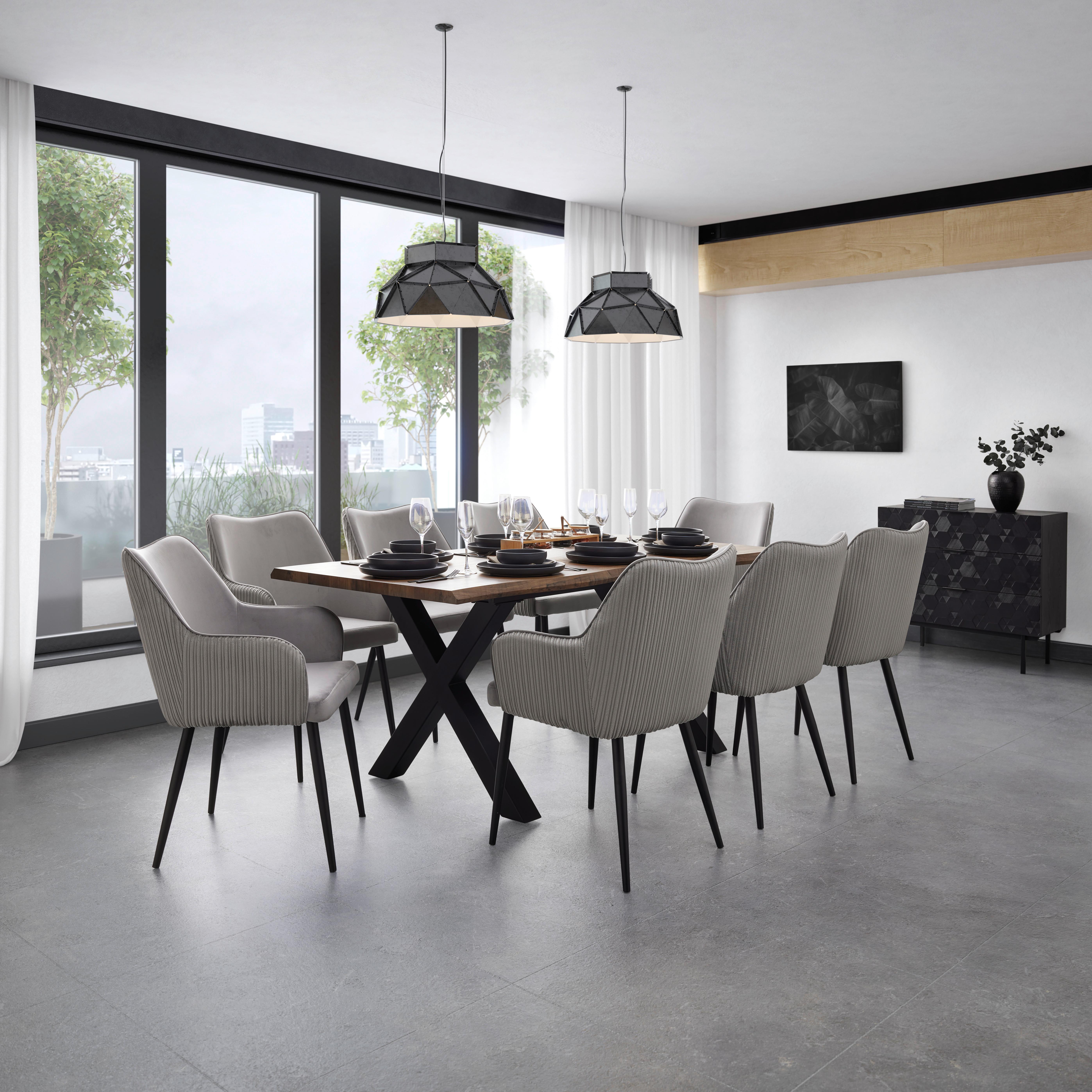 Kihúzható Asztal Lia - fekete/dió, Modern, faalapú anyag/fém (140-180/90/76cm) - Bessagi Home