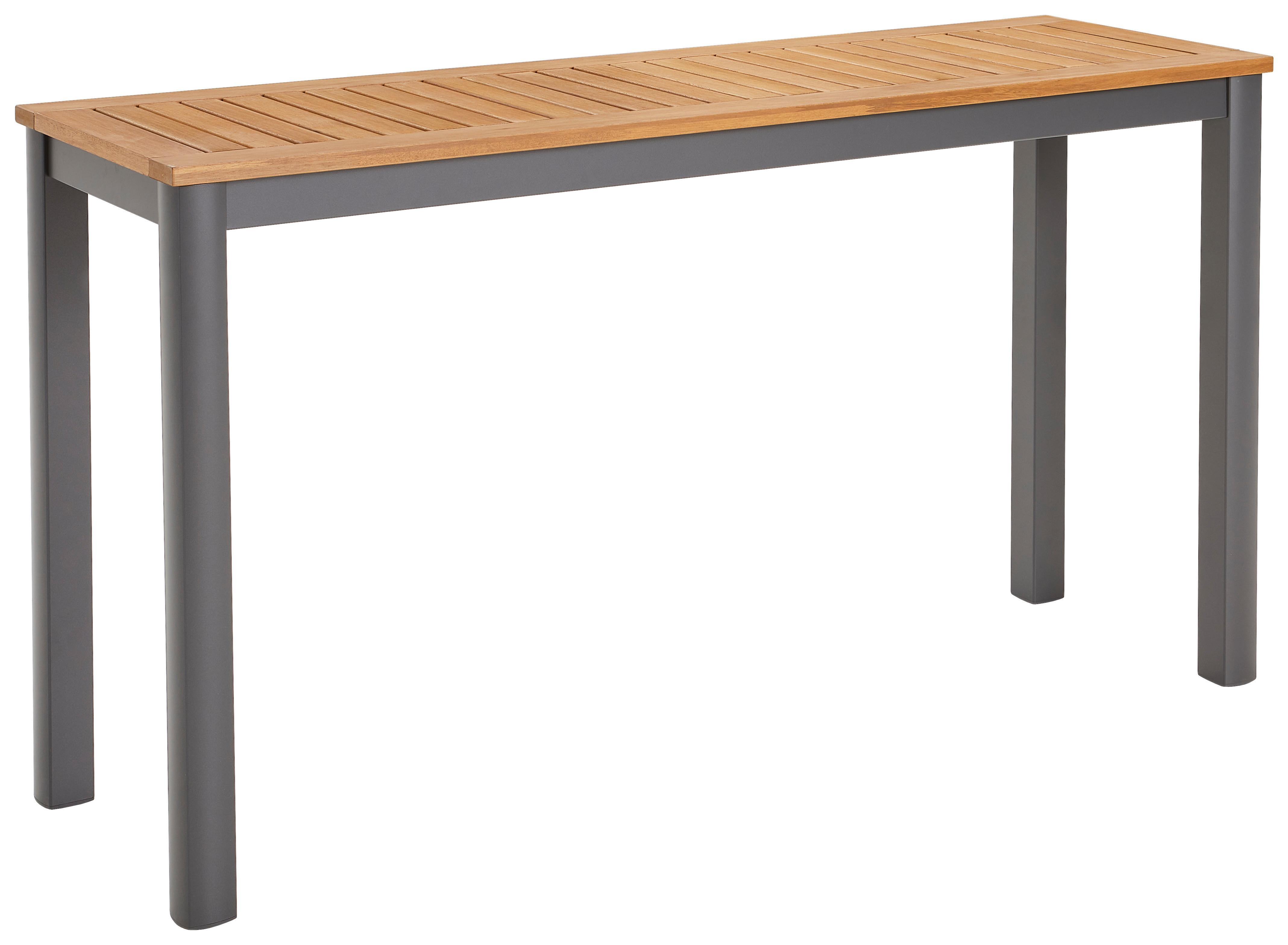 STÓŁ BALKONOWY BURGENLAND - kolor drewna eukaliptusowego/antracytowy, Design, metal/drewno (137/43/75cm) - Mömax