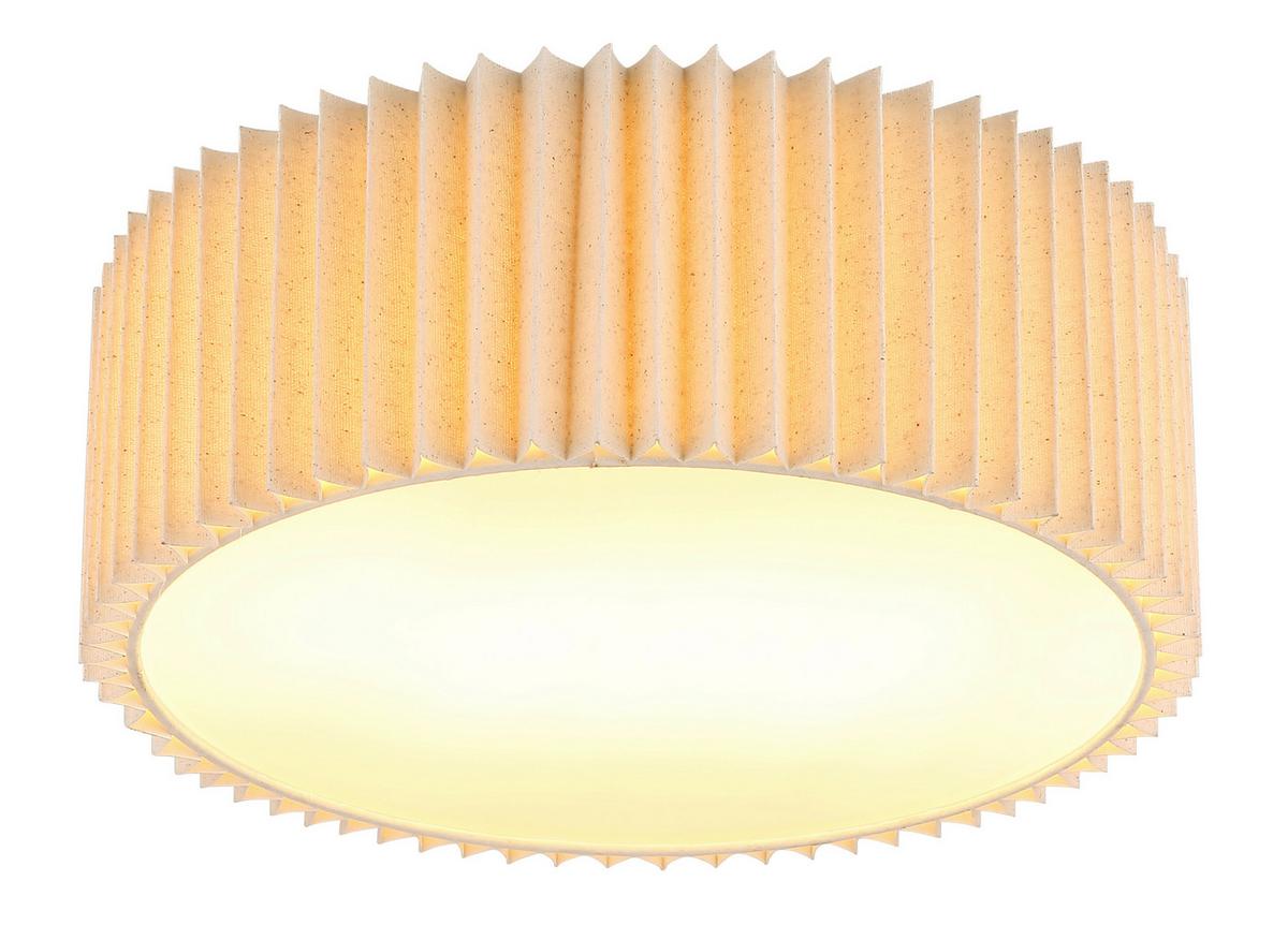 DECKENLEUCHTE 15757D1 PAGE - Weiss/Naturfarben, Basics, Kunststoff/Textil (33/13cm) - Globo