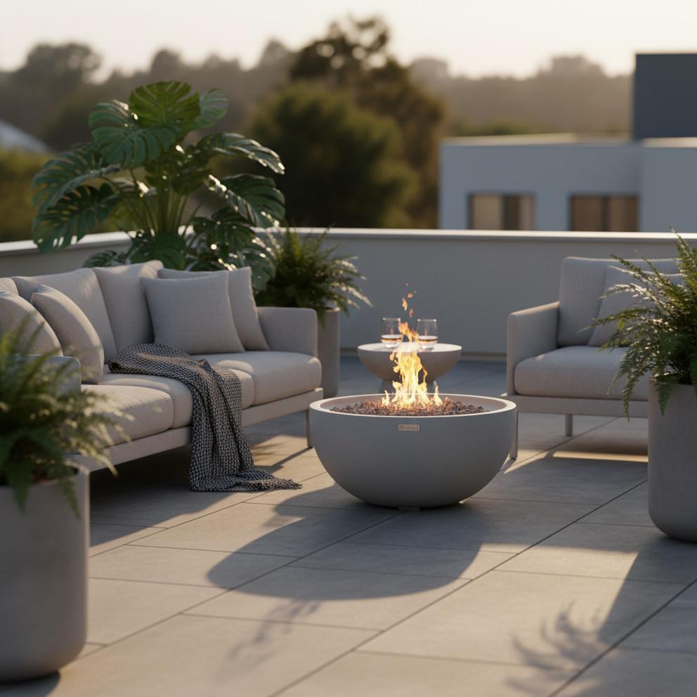 Feuerstelle Nantucket Hellgrau - Hellgrau, KONVENTIONELL, Stein/Metall (67/67/35cm) - Gardenson