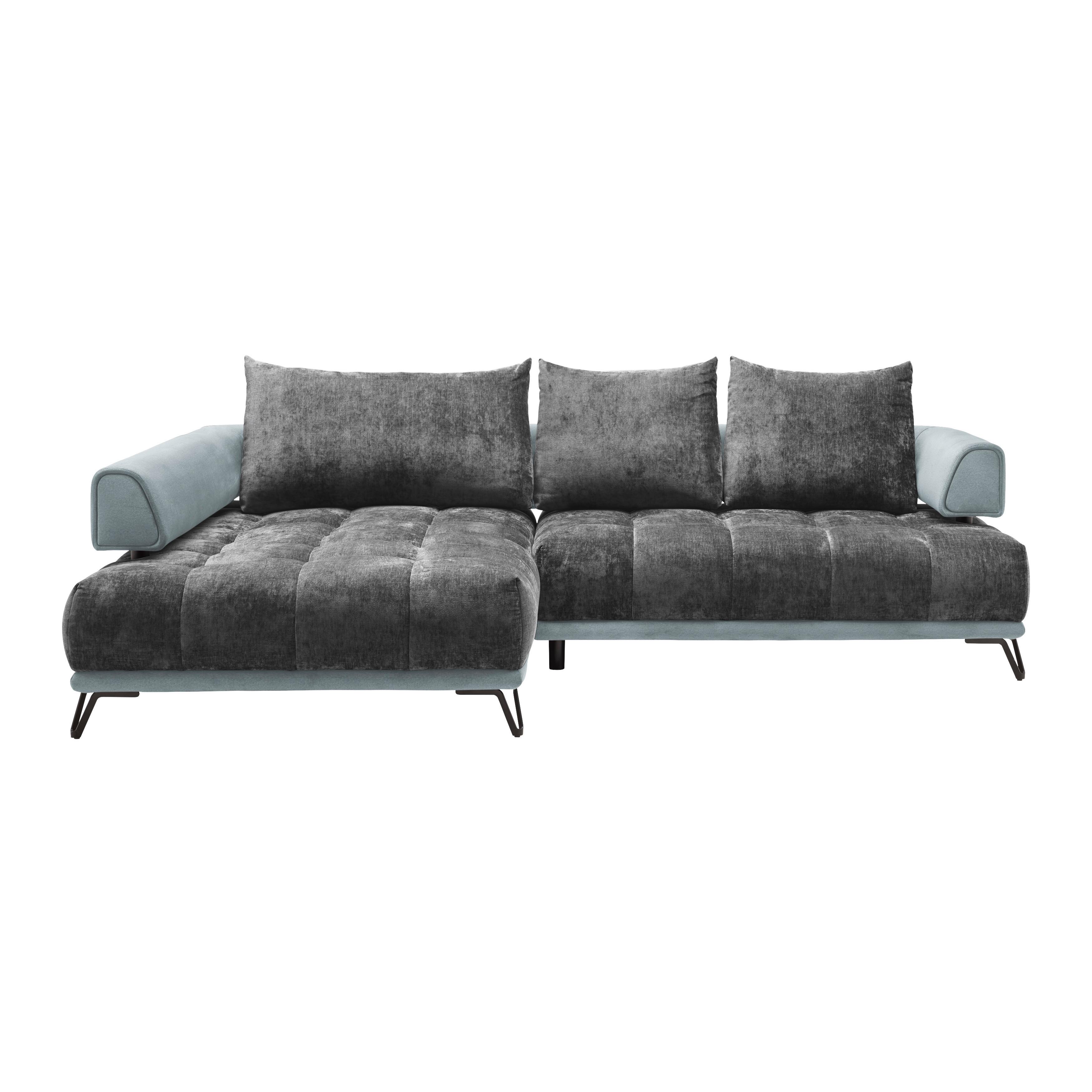 Ecksofa Morgan Silberfarben - Dunkelgrau/Silberfarben, MODERN, Textil/Metall (184/262cm) - Mömax