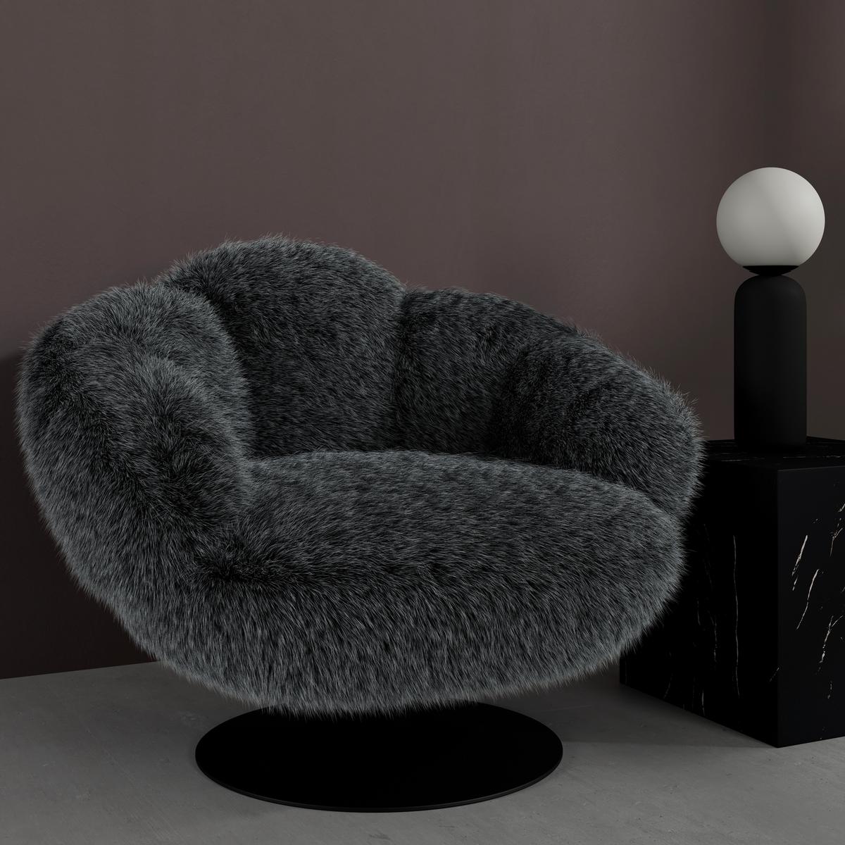 Relaks Fotelja Leo - bijela/crna, Moderno, metal/tekstil (96/78/93cm) - Bessagi Home